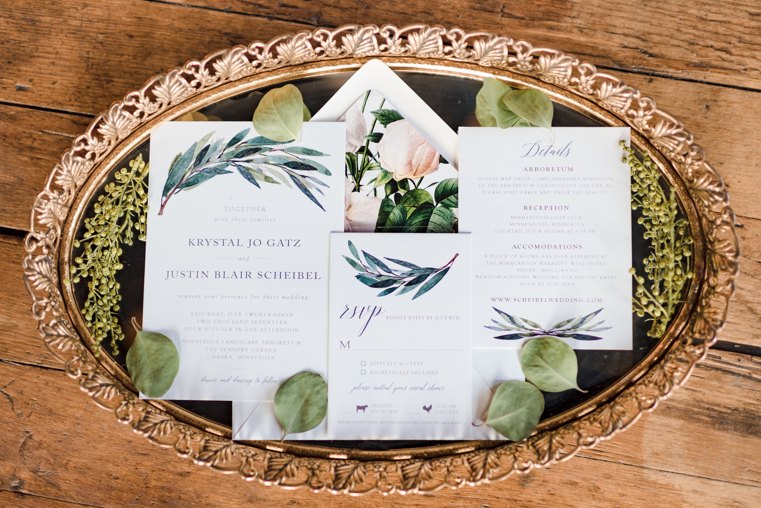 Custom Floral Wedding Invitation Suite - Twin Cities Wedding Photographer