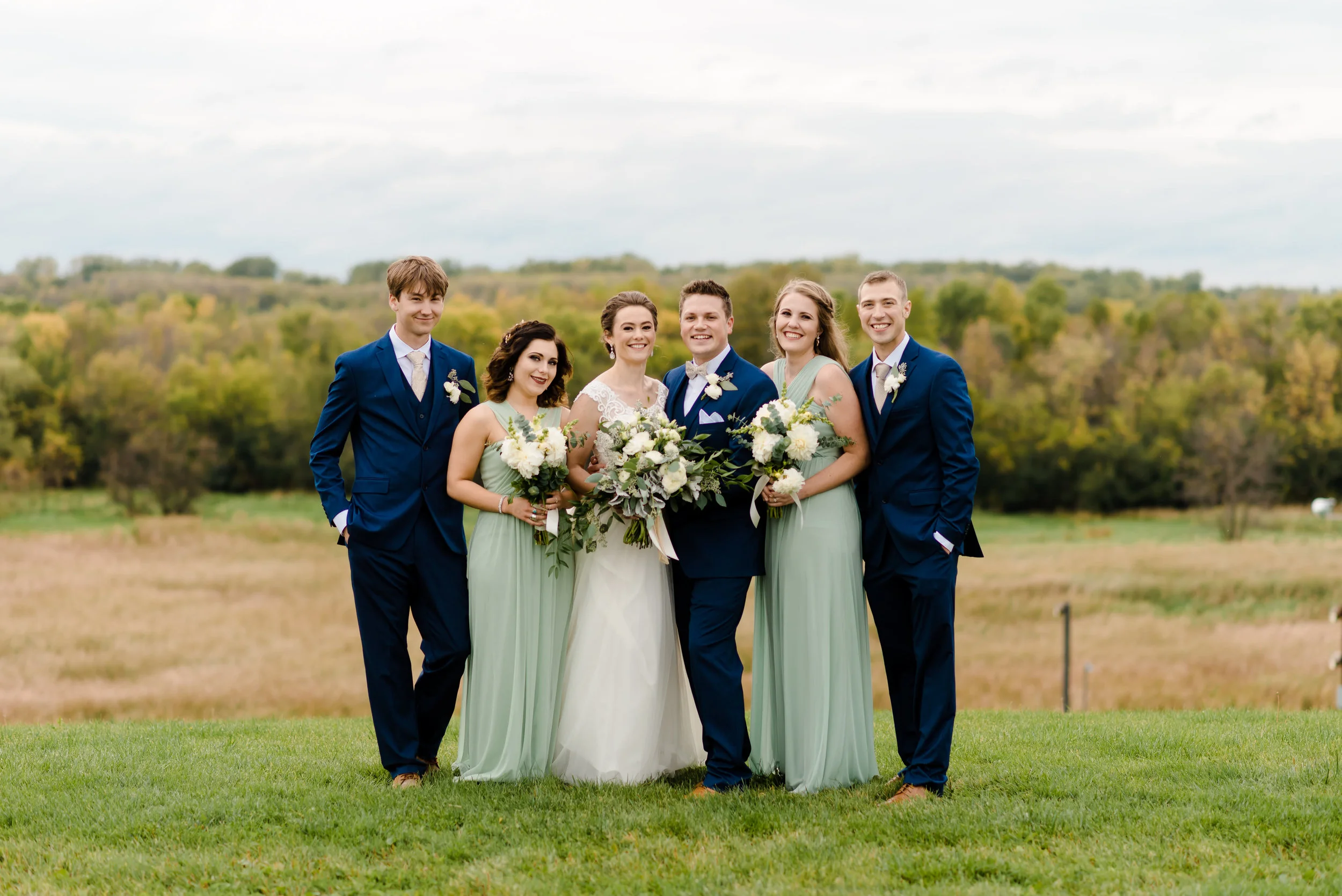 Mint and Navy Bridal Party Wedding Colors - Elm Creek Chalet Wedding Photos