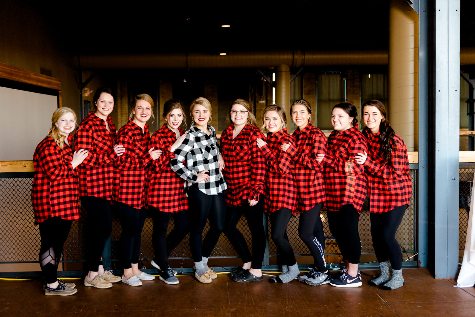 Buffalo Flannel on Bridesmaids - Clyde Iron Works Wedding - Duluth MN Wedding Photographer