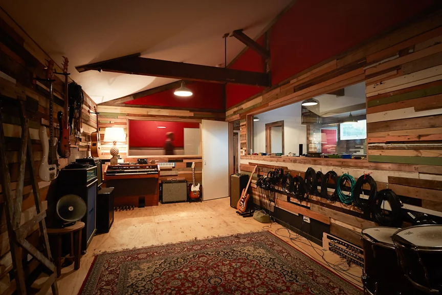 The original live room looking into the vocal booth