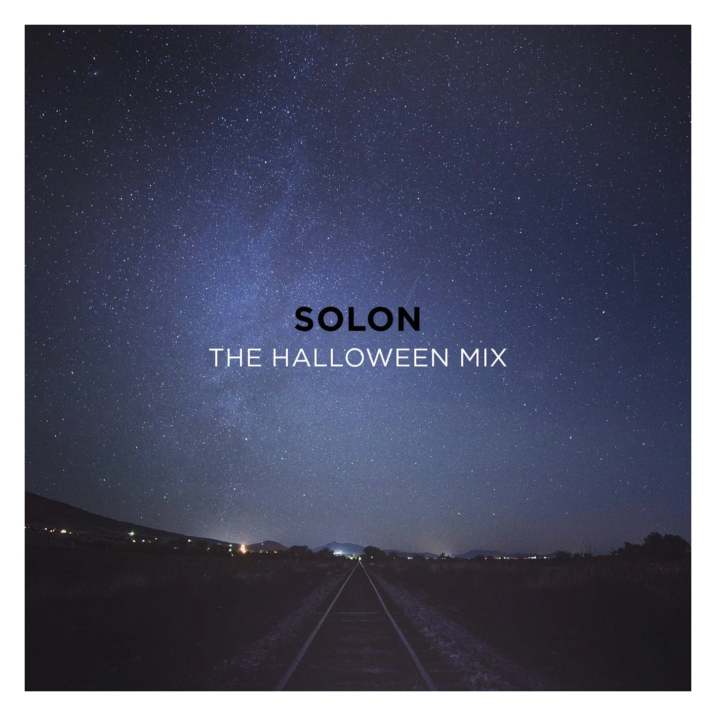 Album artwork for the Future Sound of Yoga Mix 4, featuring a railway line going into the distance beneath a starry magical sky