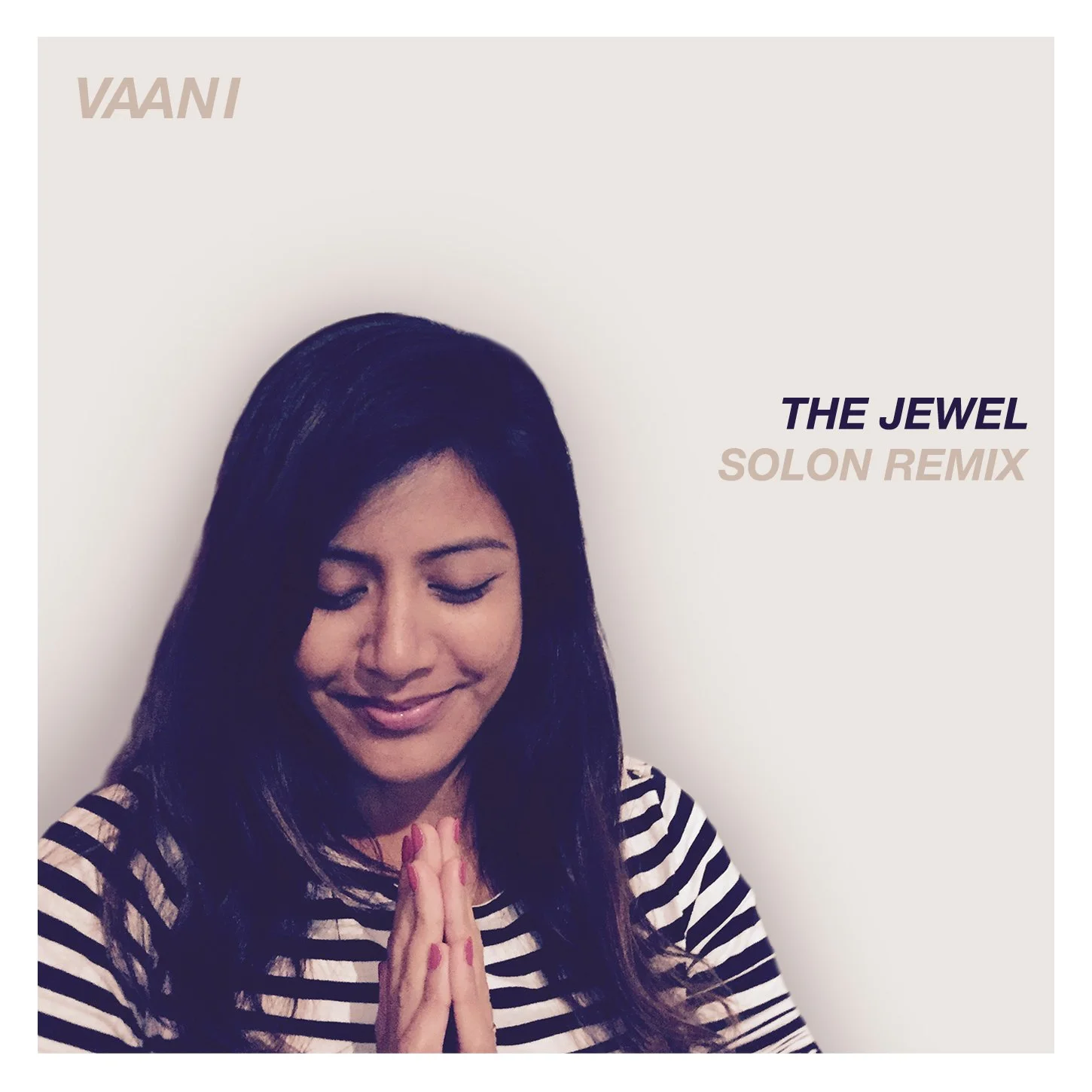 Album cover for The Jewel (SOLON Remix), featuring VAANI praying eyes closed with a serene smile