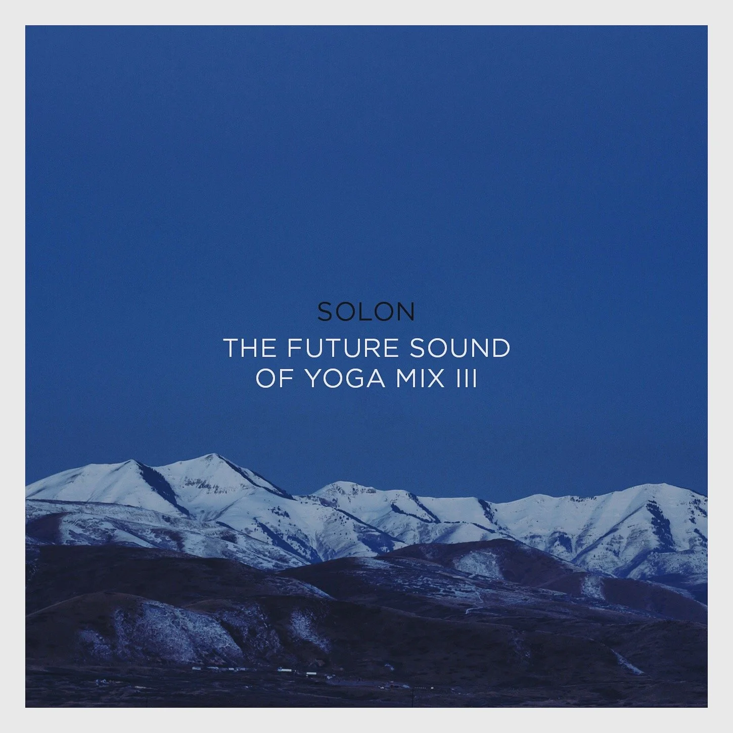 Album artwork for the Future Sound of Yoga Mix 3, featuring a snowcapped mountains at night with a dark navy sky