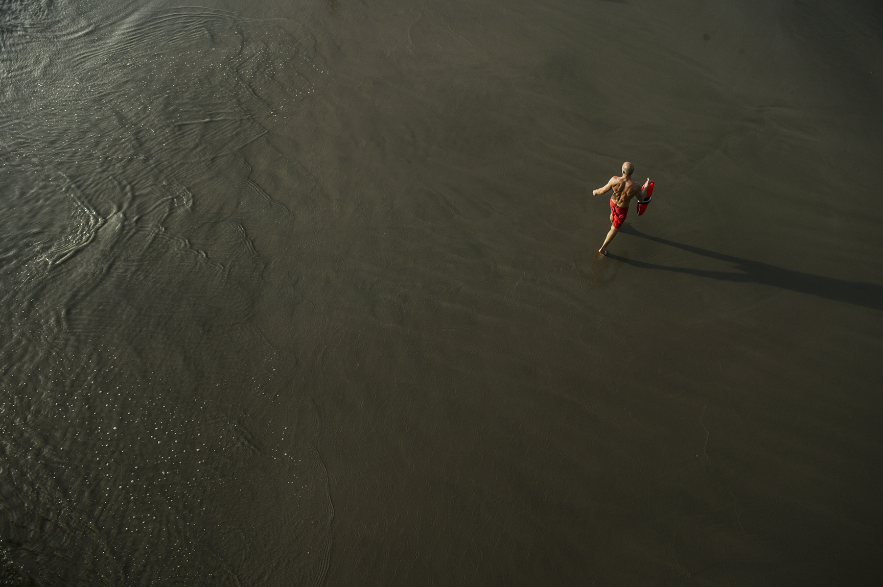  A lifeguard patrols the beaches of Santa Monica. 