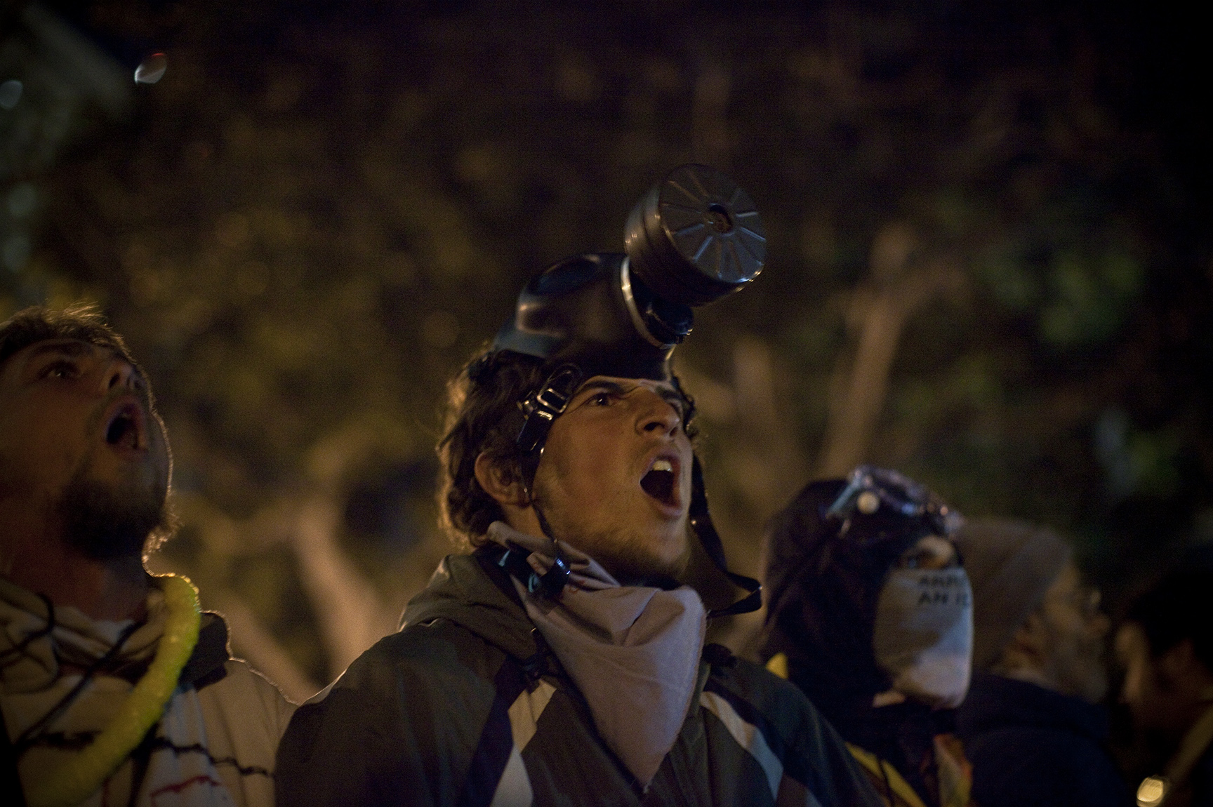 Occupy Los Angeles - As the deadline to disperse approached, protesters stood their ground on the City Hall lawn waiting for the inevitable arrests. More than 1,400 LA police officers cleared the area, arresting 200.