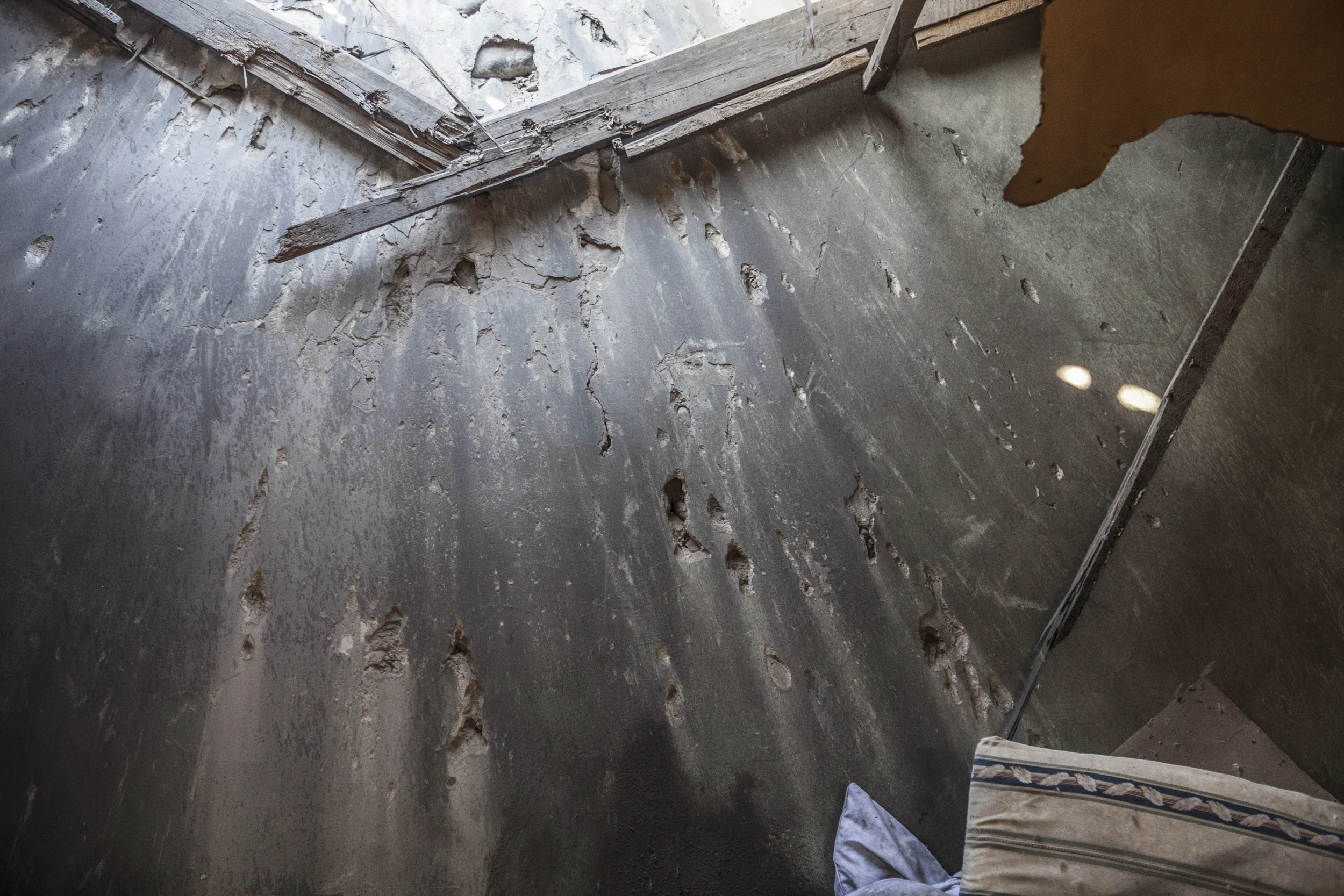 Hastily, villagers were forced to abandon their homes and belongings left in ruins by Azerbaijani shelling.