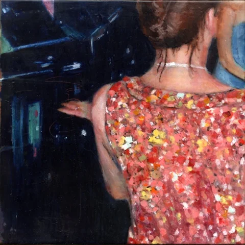 Untitled (Dance) , 2005 Encaustic on panel 8.5" sq (16" sq. framed) private collection, Somerville, MA