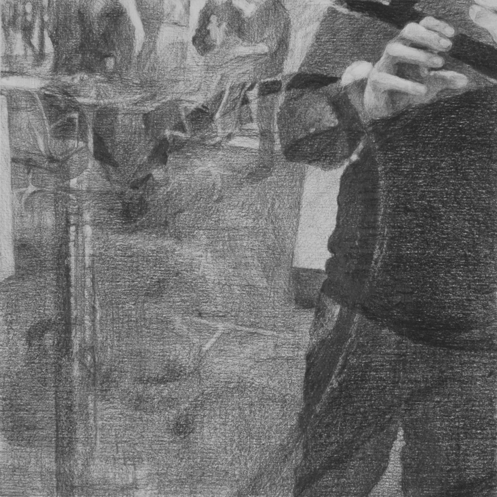 Untitled (Dissolution: Seven) Graphite on paper 8" sq.