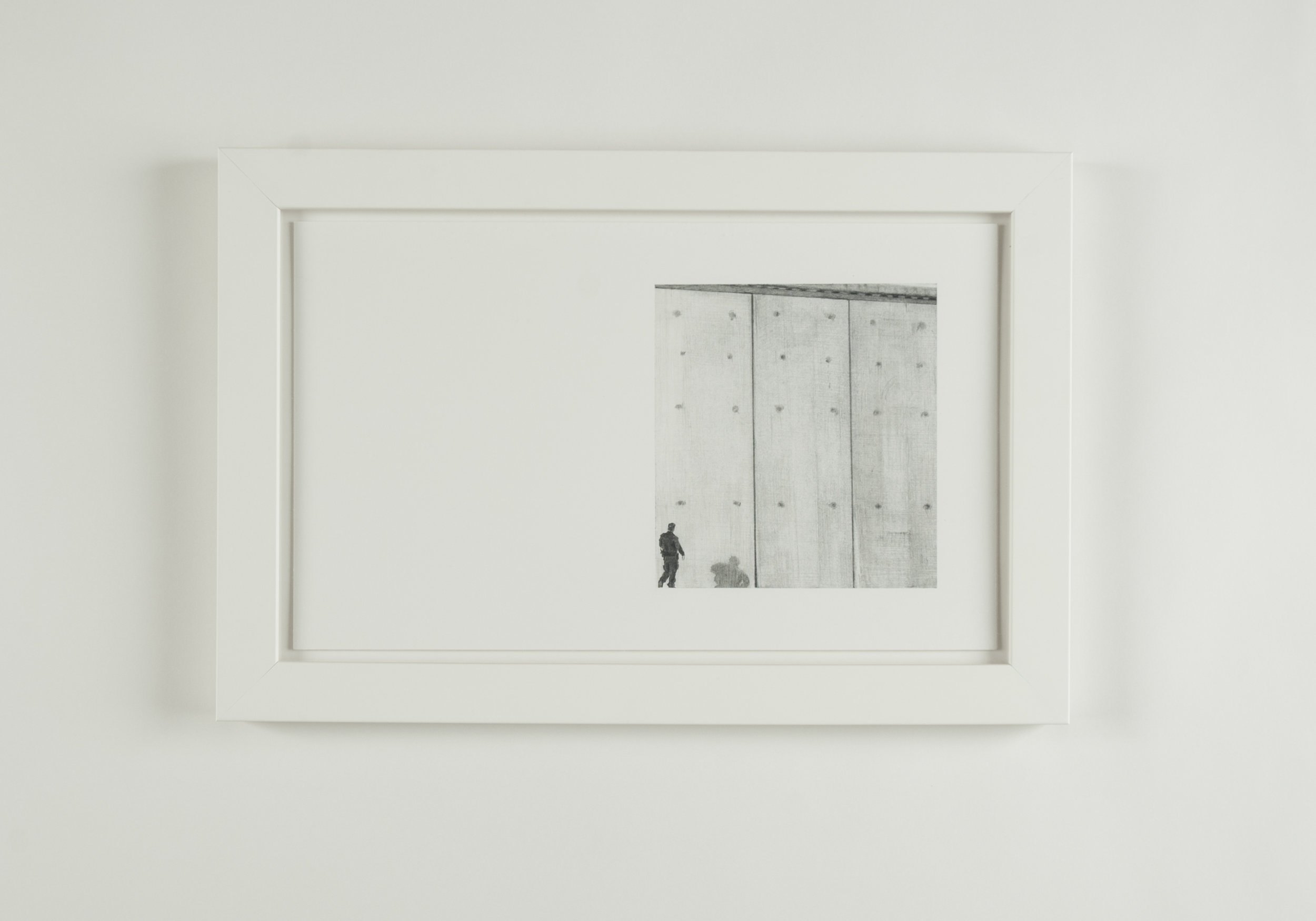   Untitled (Rumination on Borders, I),  2019  Detail 3 of 4 Graphite on Paper  43 x 28.5 cm (17 x 11.25 inches)  Source Image: Image of a prototype for the US-Mexico Border Wall photographed by Mario Tama, Getty Images. 