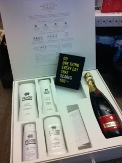 Axe promotional gift to the publisher of a fitness magazine featuring "Do One Thing Every Day That Scares You"