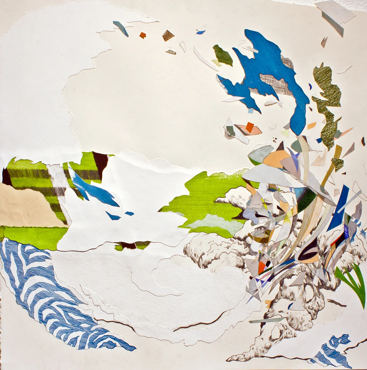 24" x 24", mixed drawing media on paper, "In Lincoln"