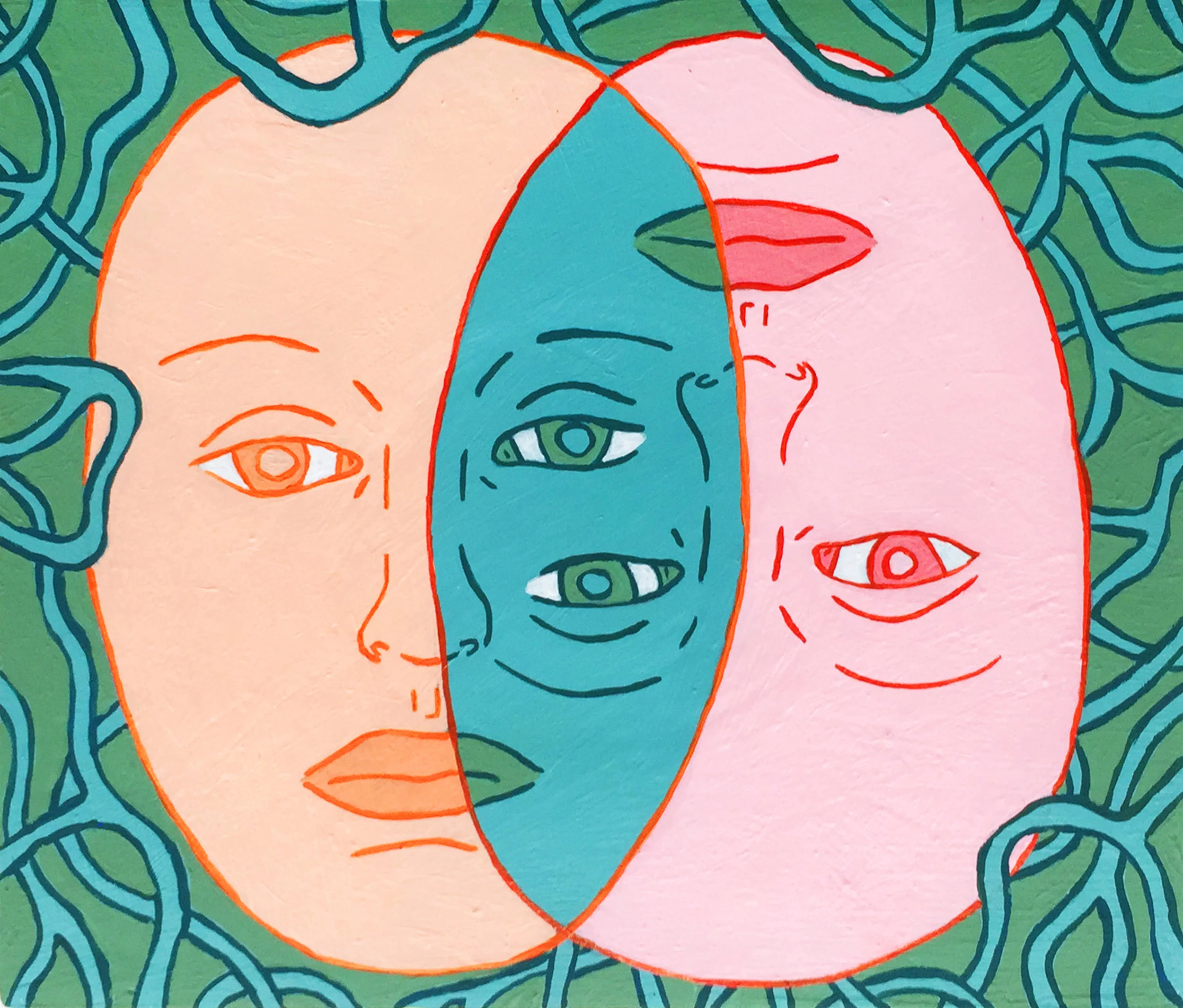 Double Trouble, Acrylic on panel, 7” x 6”, 2019