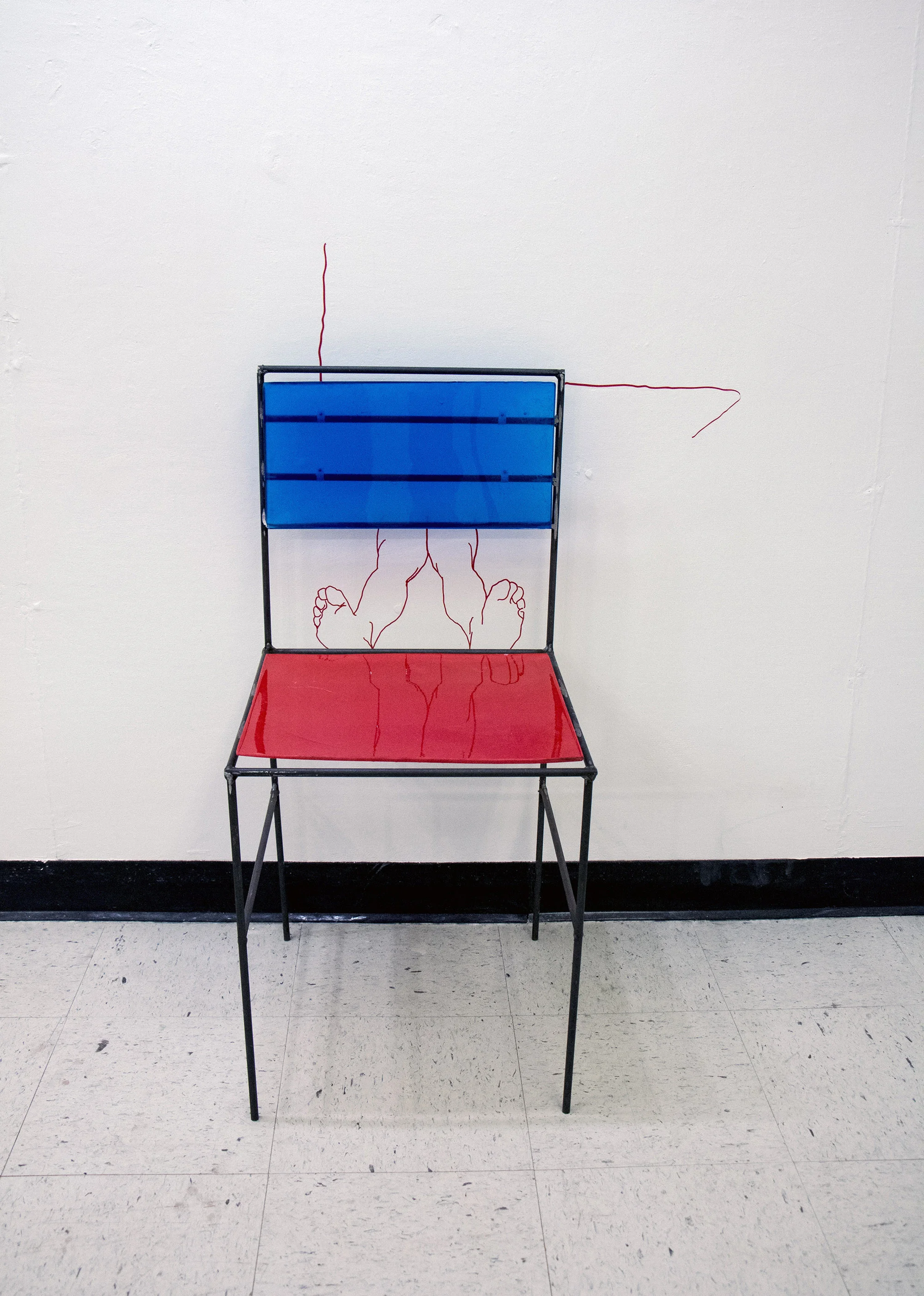 Sitting on Hot Coals, resin, metal, and vinyl. 2018