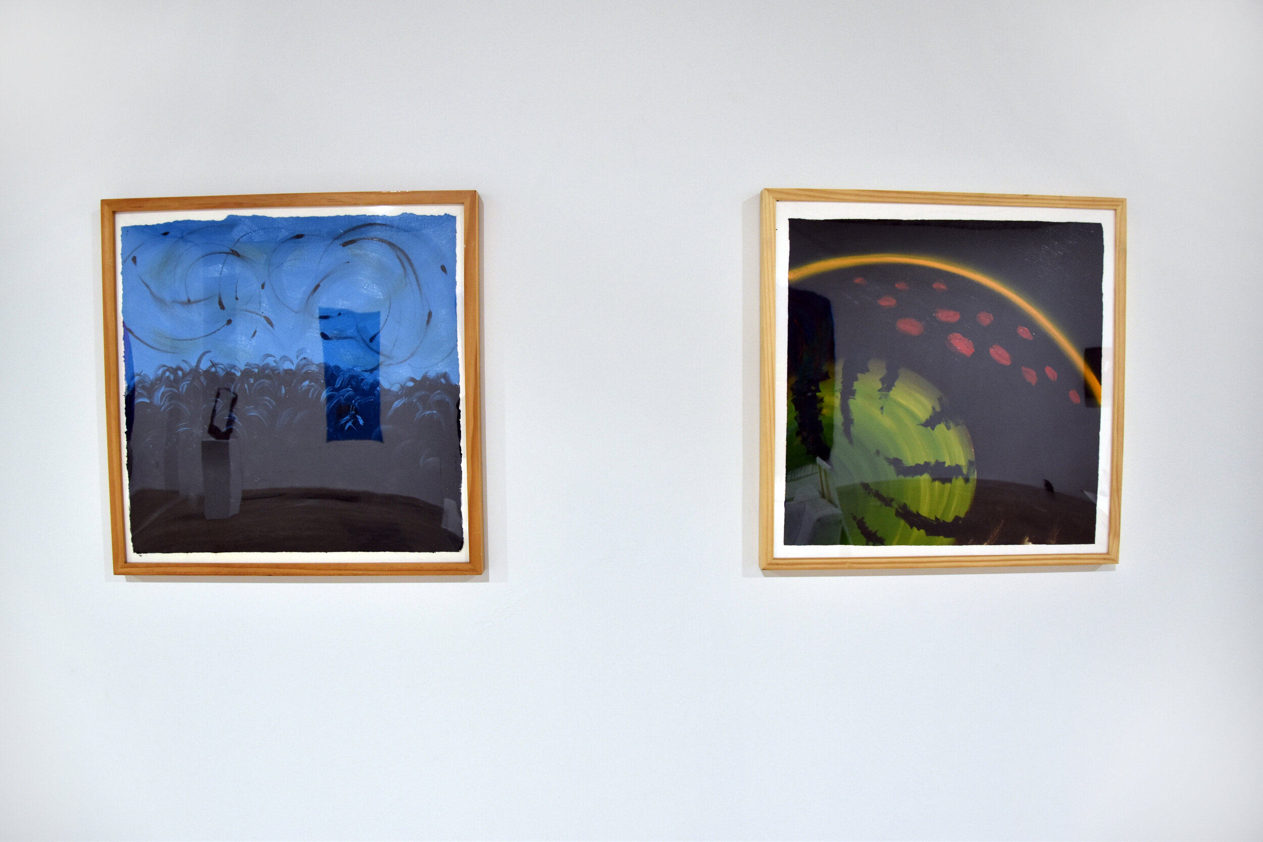 Left Image:  Them, Oil on Paper / Right Image: Static Age, Oil on Paper