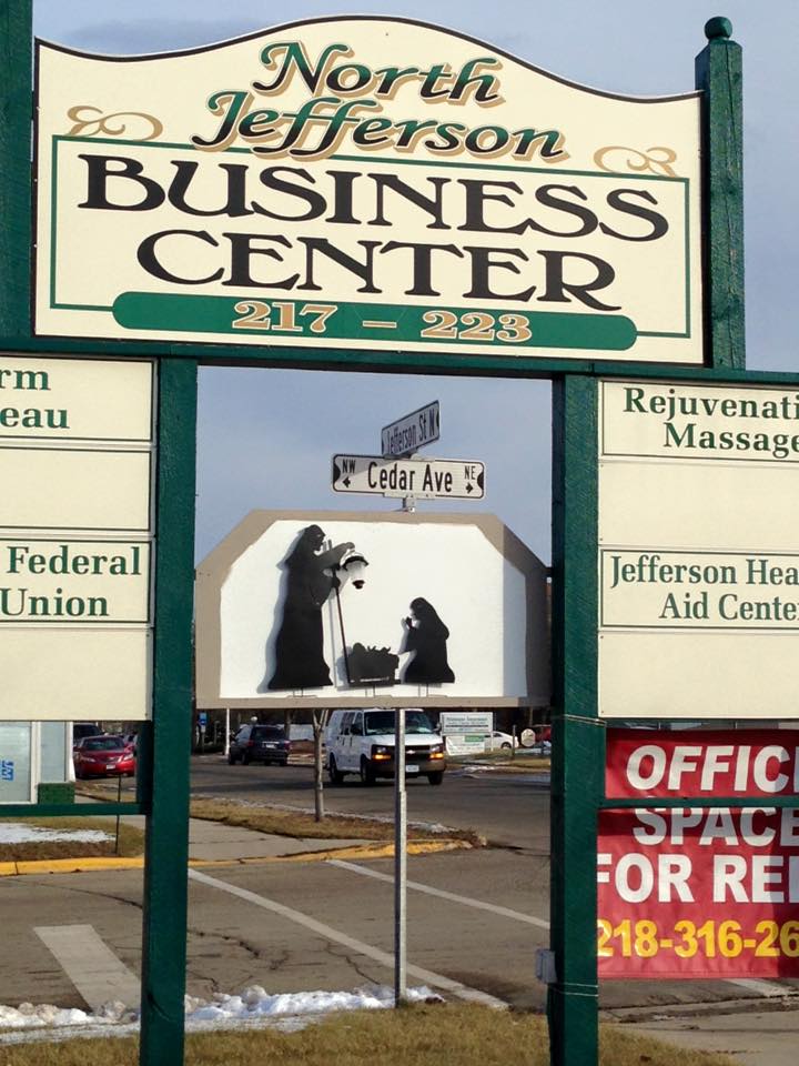 Nativity on display at a Wadena business center, photo via Alpha News