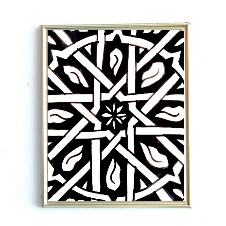 Moroccan Art Black and White Painting1- Karama by Hoda.jpg
