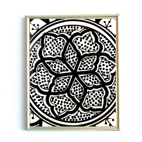 Copy of Moroccan Art Black and White Flower Painting Print
