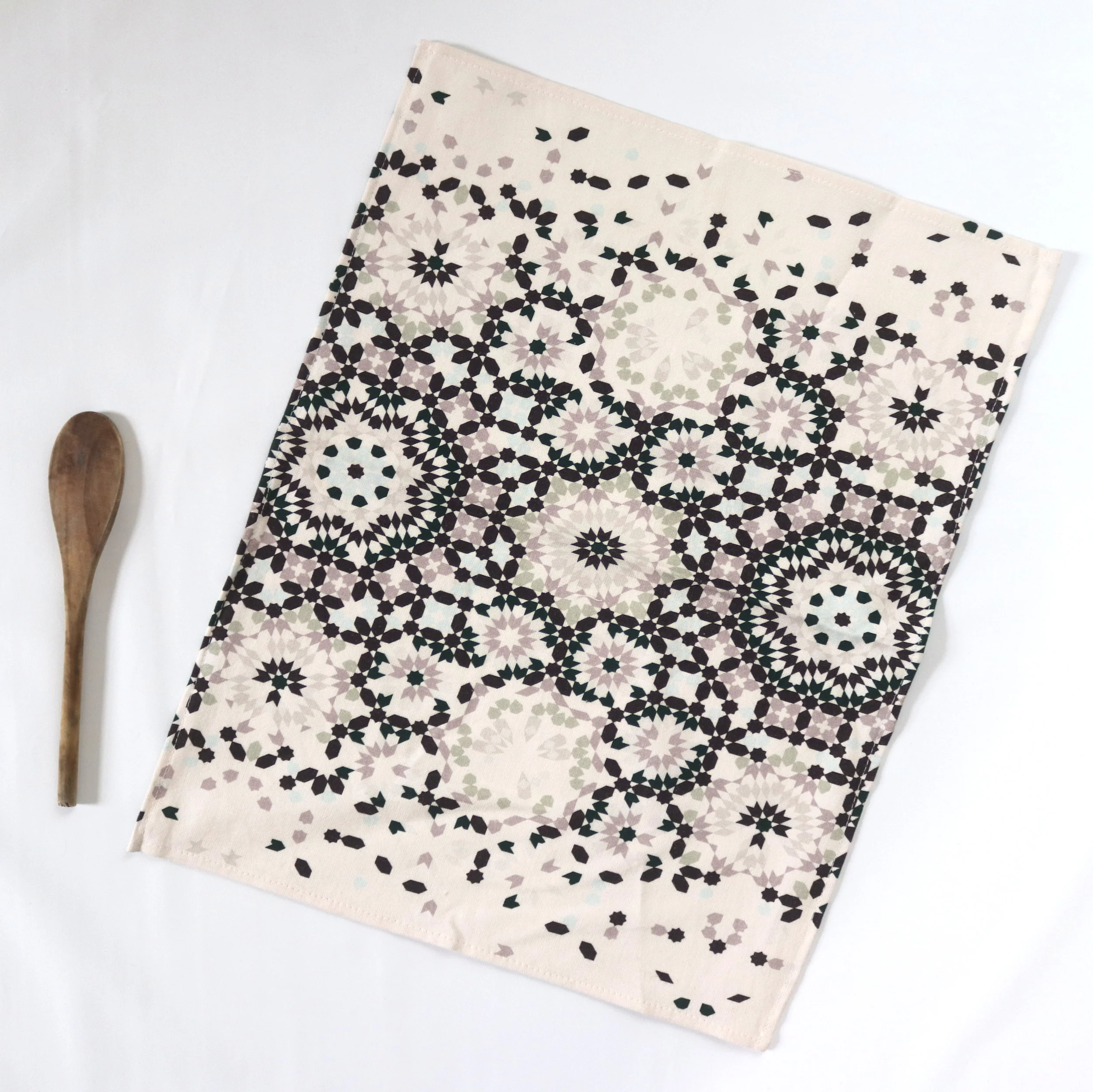 Modern Arabesque Moroccan Tea Towel- black zellige design-  Karama by Hoda 