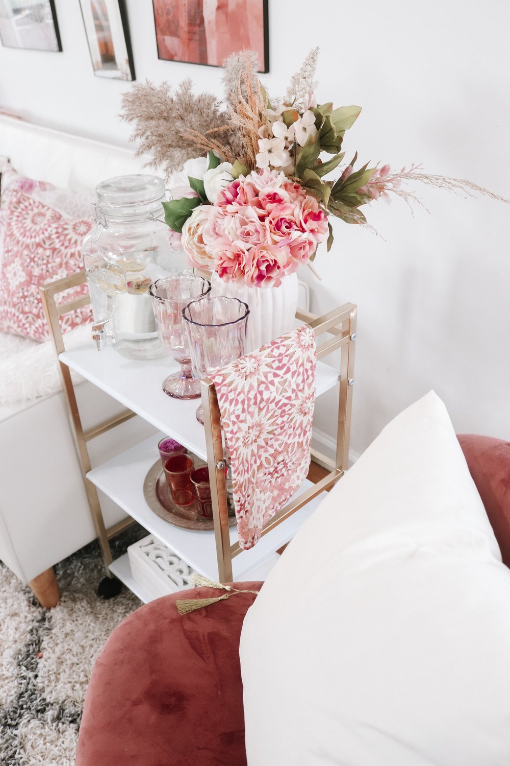 Copy of Modern Arabesque Moroccan Tea Towel- blush pink zellige design-  Karama by Hoda 