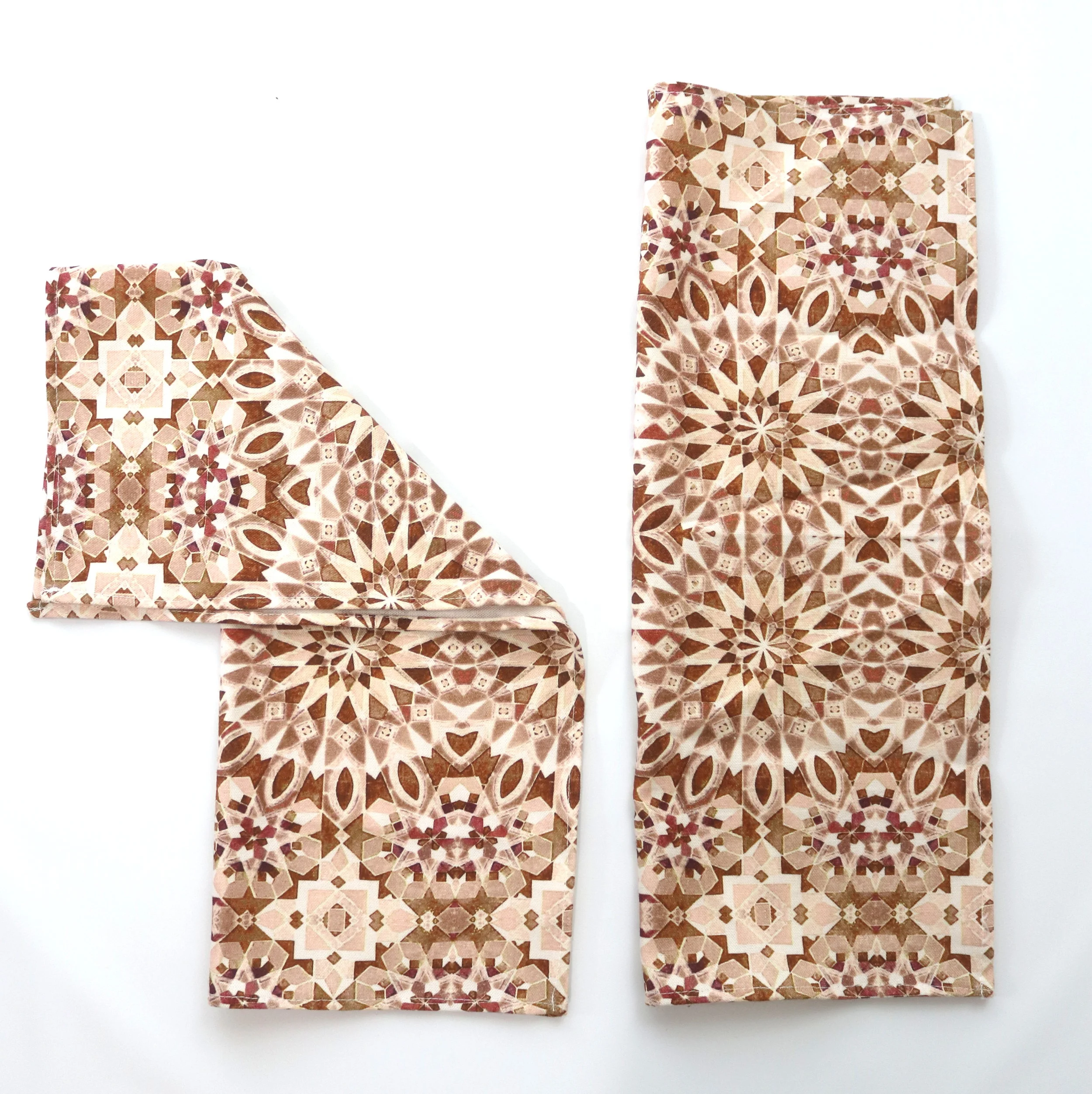 Copy of Modern Arabesque Moroccan Tea Towel- brown tan zellige design-  Karama by Hoda 