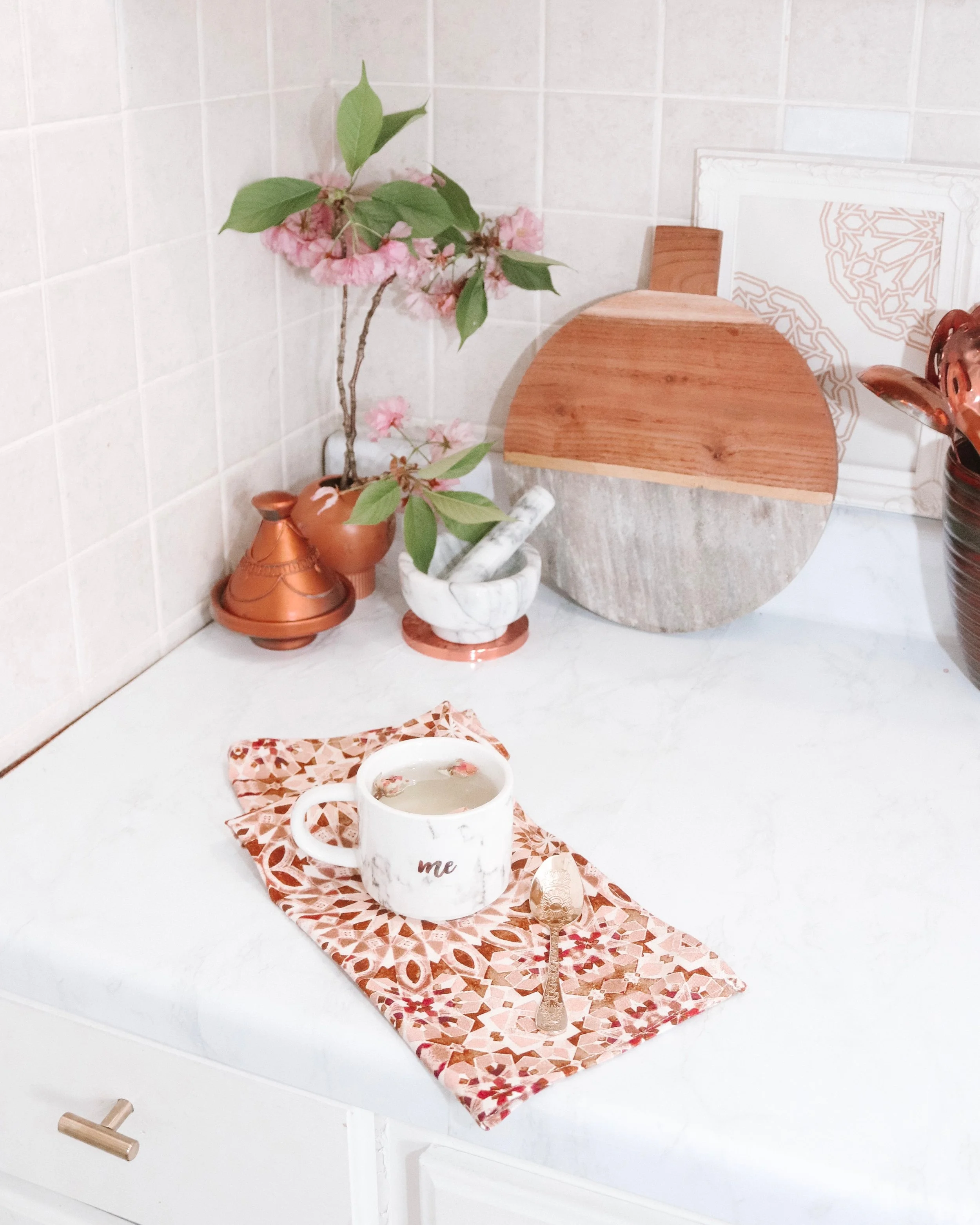 Copy of Modern Arabesque Moroccan Tea Towel- brown tan zellige design-  Karama by Hoda 