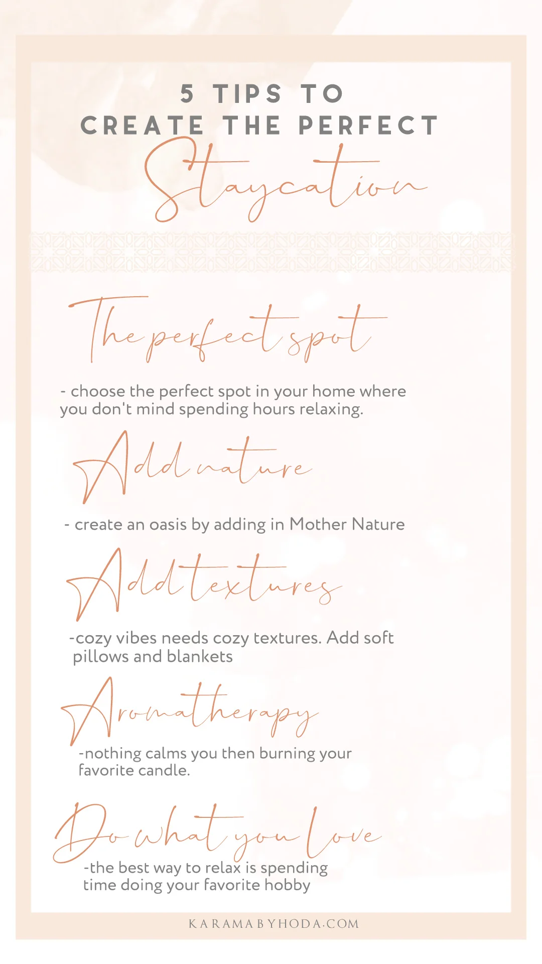 5Tips to create the perfect staycation- Karama by Hoda