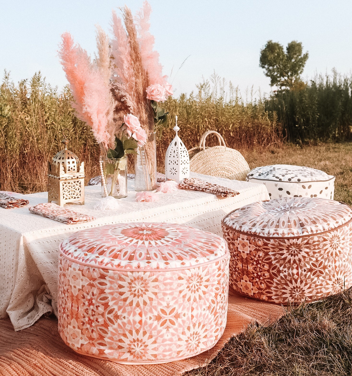 Moroccan Pink Pouf - Karama by Hoda - Boho Picnic.jpg