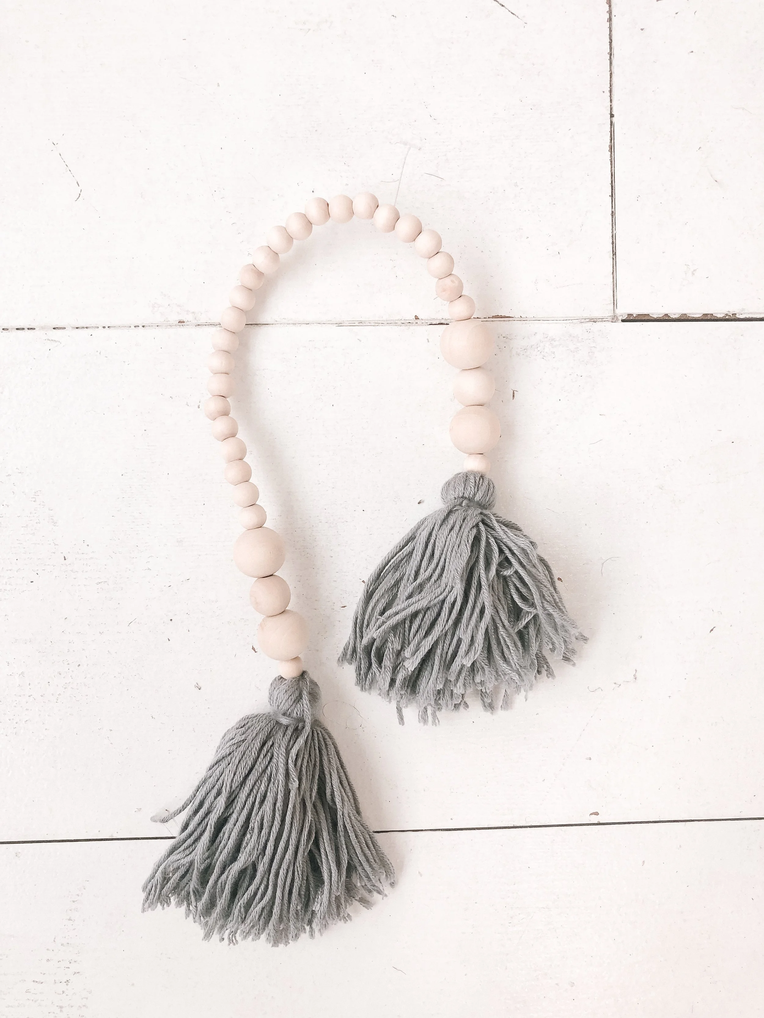 Wooden Beads Tassel - Gray