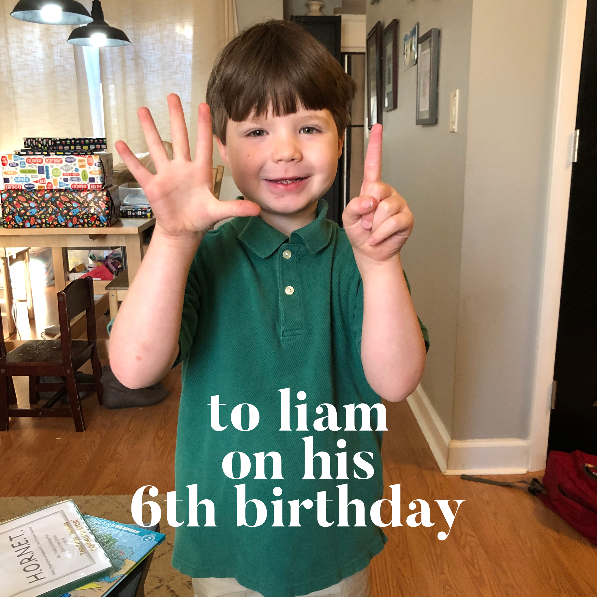 To Liam on his 6th Birthday