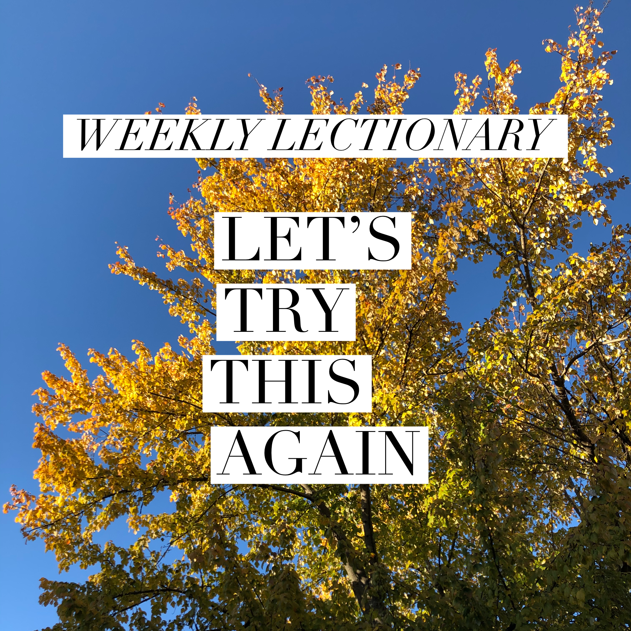 Weekly Lectionary: Let's Try This Again