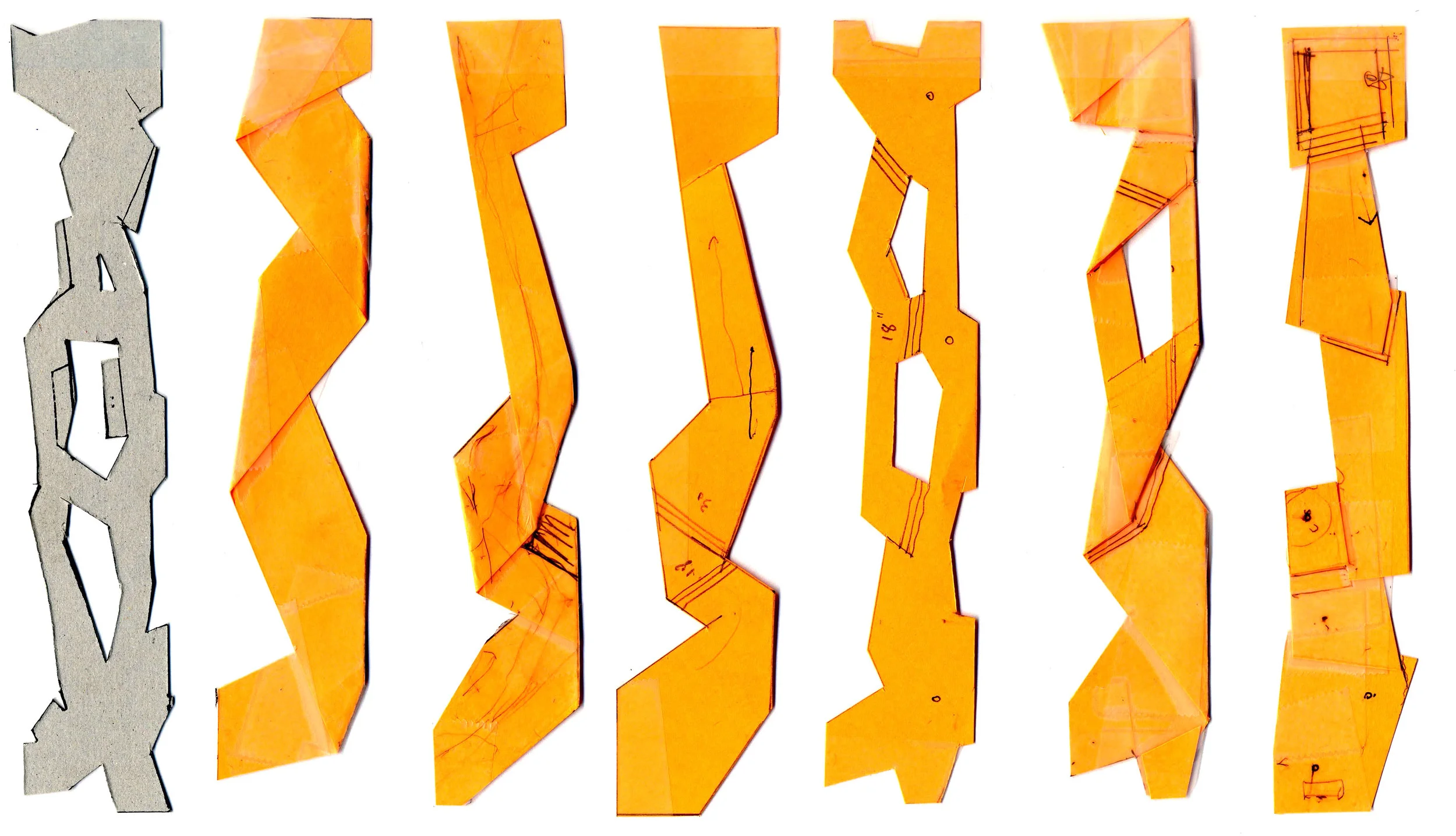 Early studies in folded paper.