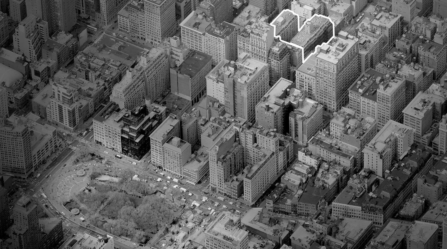 Site Context: the atrium joins two large wings of a condominium building in Manhattan.