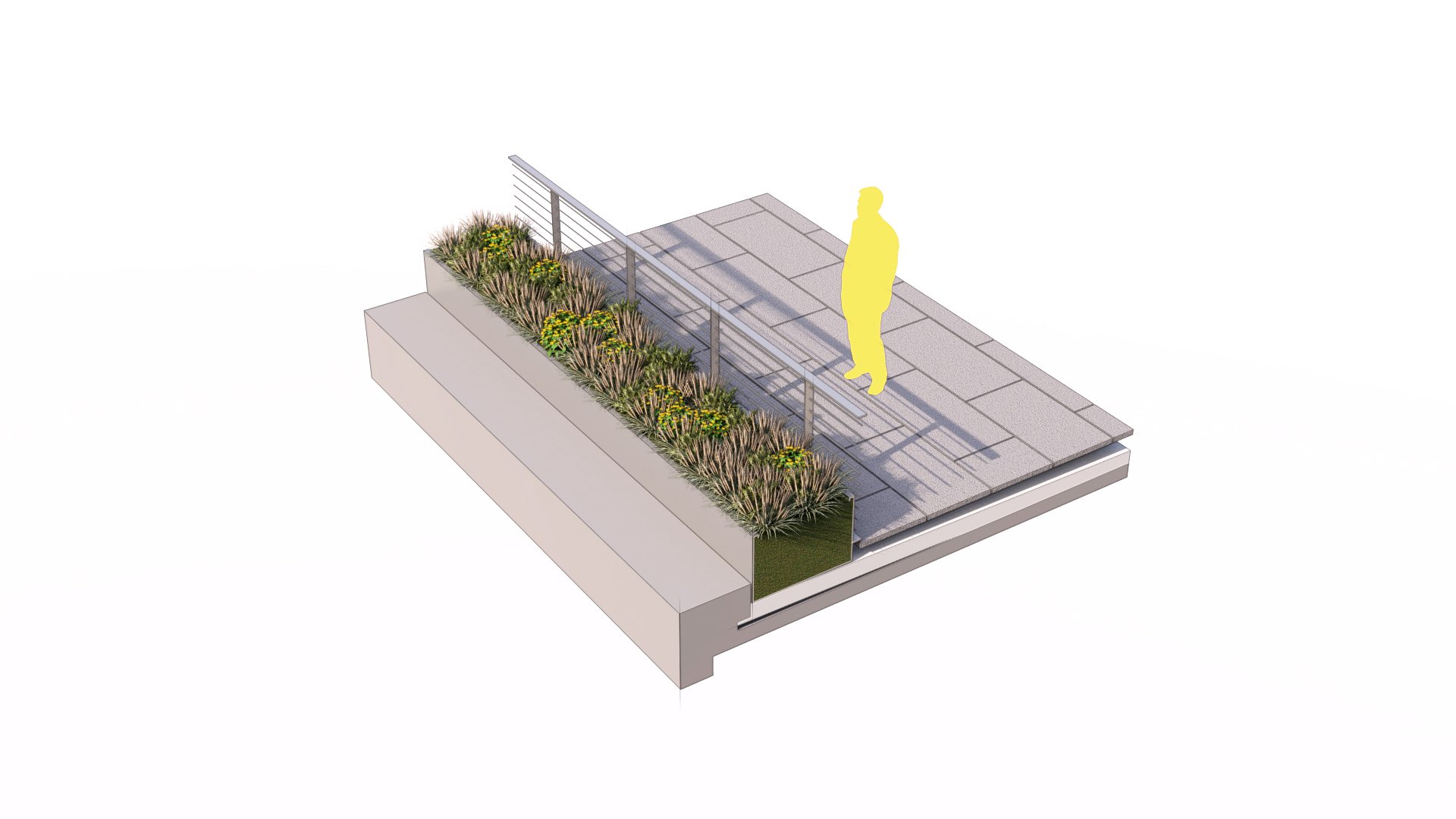 terrace typology - paved &amp; perimeter planter