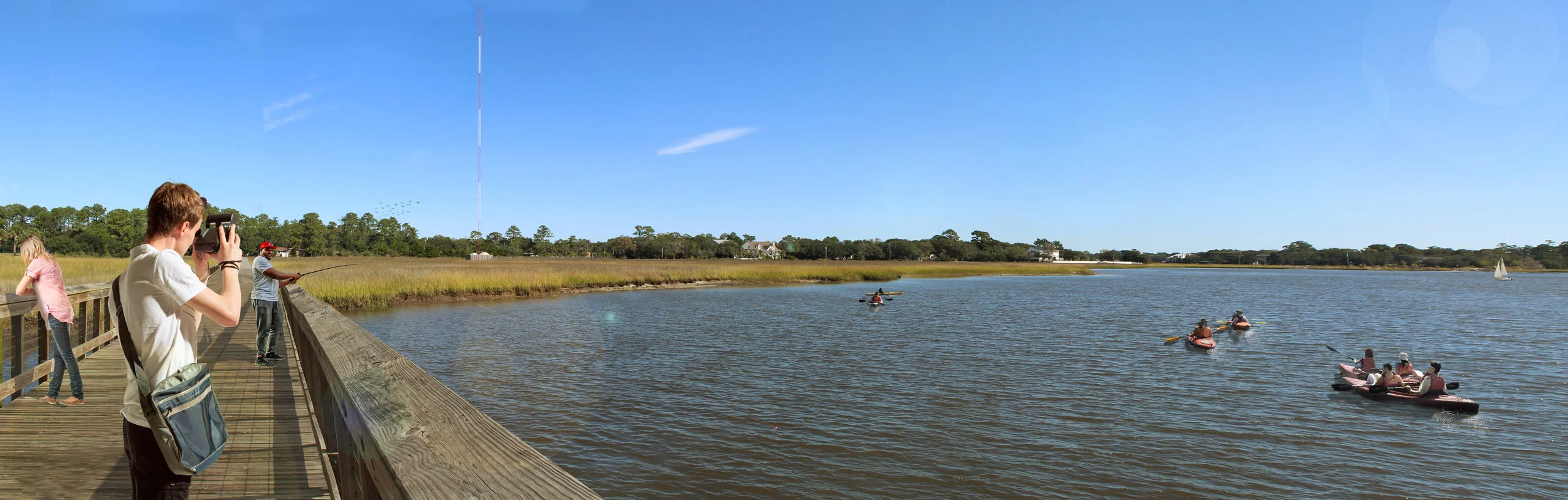 New boardwalk, kayak launch, and informational signage.