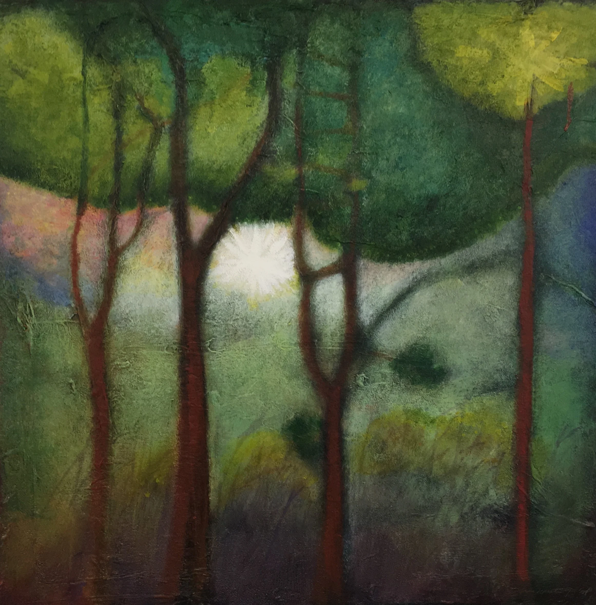 "Up and Up" 24x24" acrylic and Japanese paper on canvas