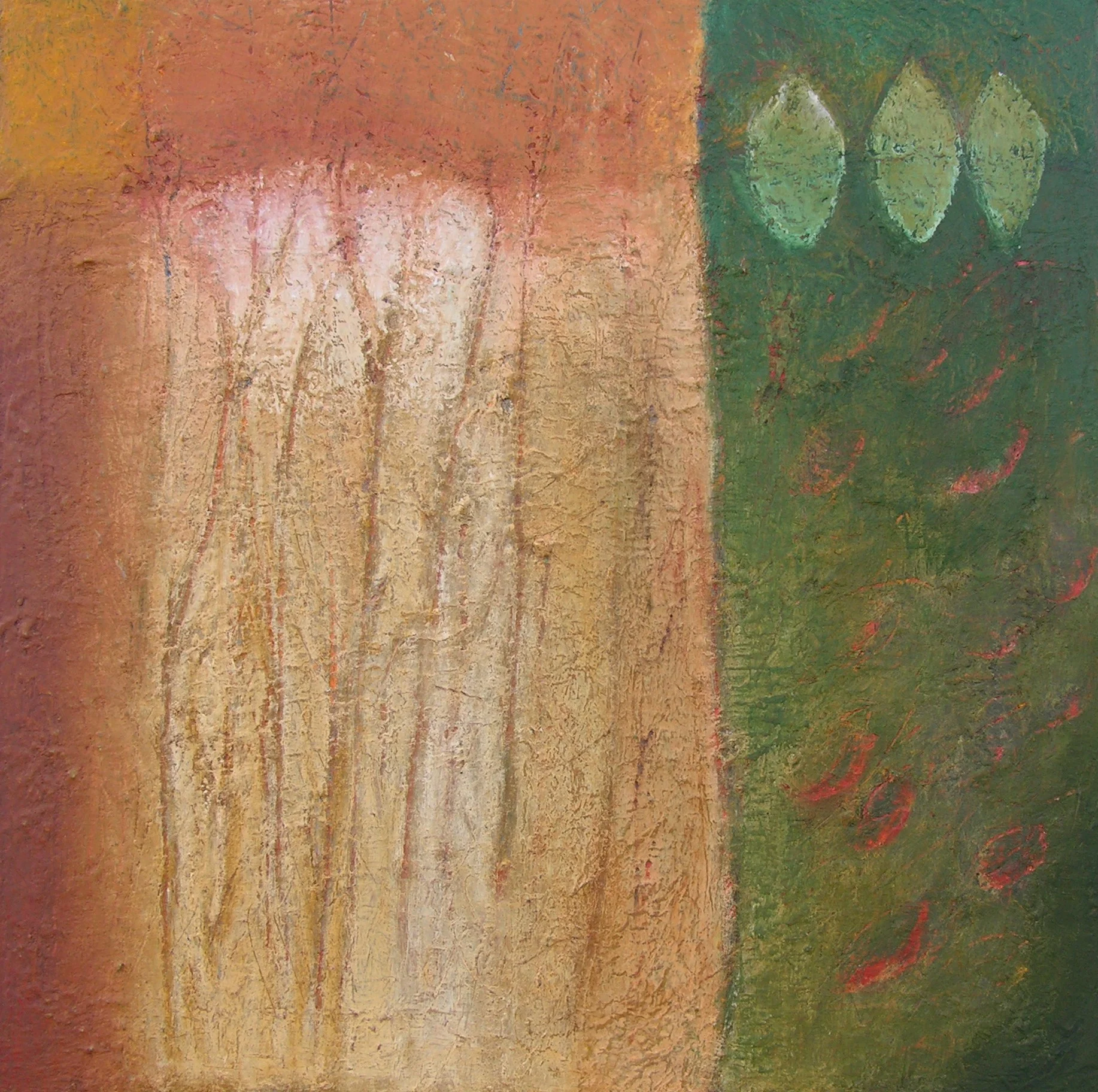 "Three Leaves" 24x24 oil on canvas