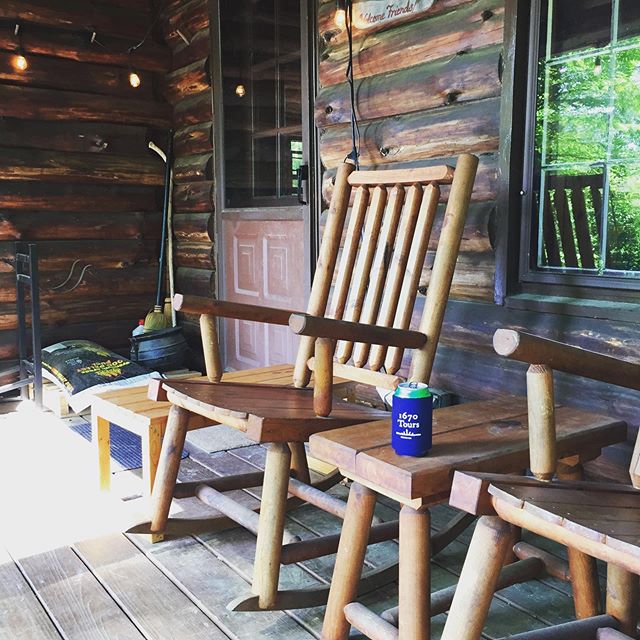 Coozie is chillin&rsquo; on the porch near Shaftesbury, VT.  #1670tours #wheresmy1670coozie