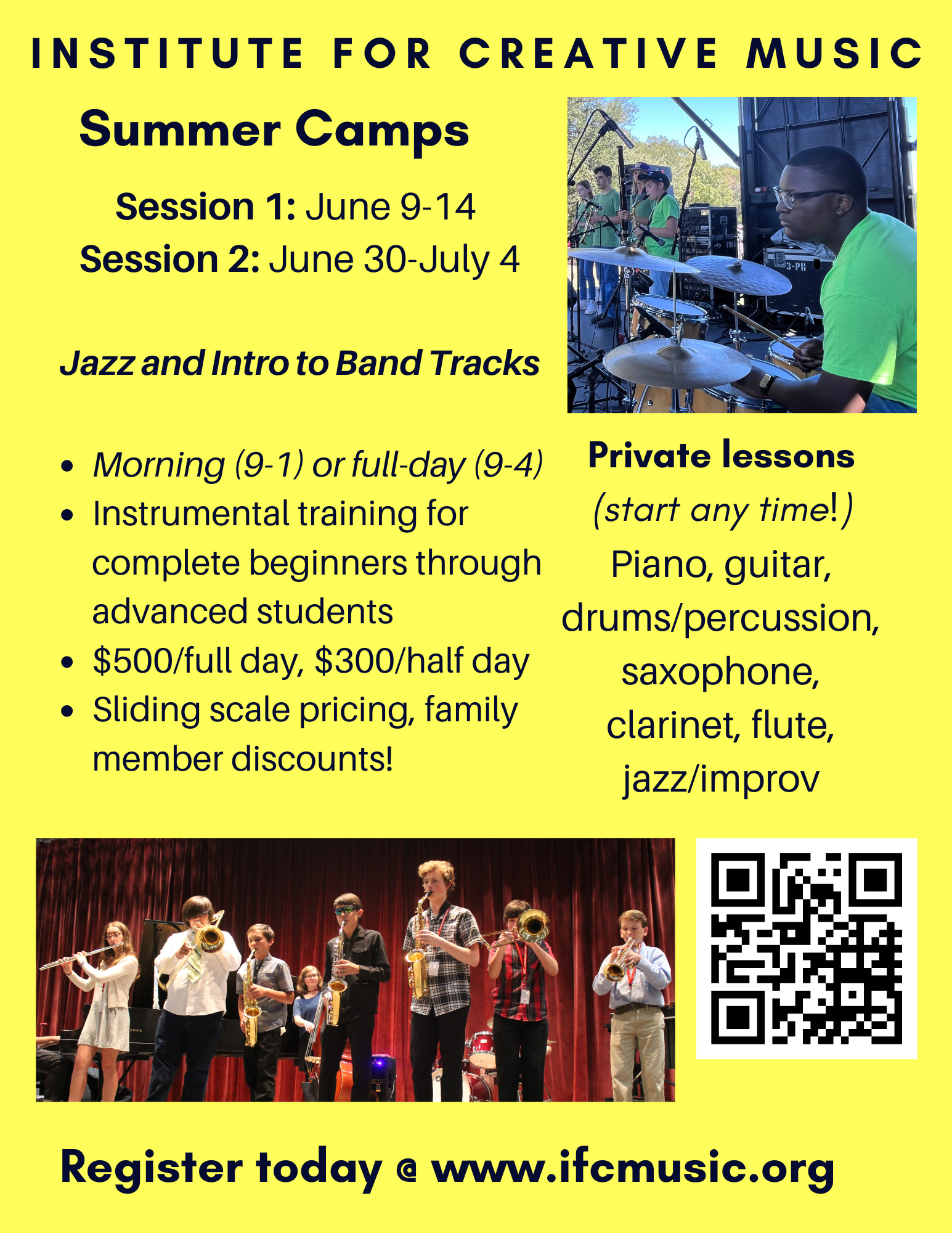 Half Day Intro to Band Camp - June 9-13 or June 30-July 4, 2025