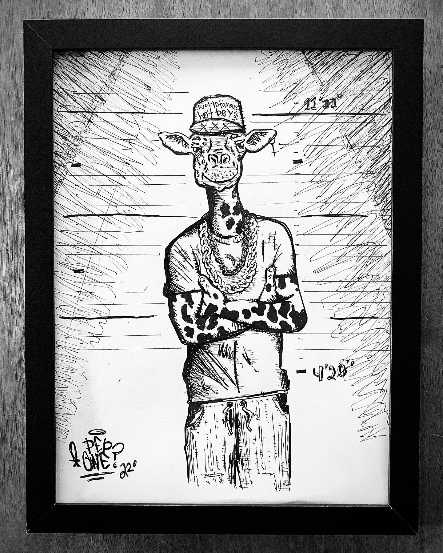 &ldquo;rude boy&rdquo; 💀🦒
9x12 framed for sale

@molotowheadquarters blackliner

#truecrime
#animalkingdom 
#streetart 
#zineart 
#wheatpasteart 
#stickerart 
#lowbrowart 
#graffiti
#parentaladvisory