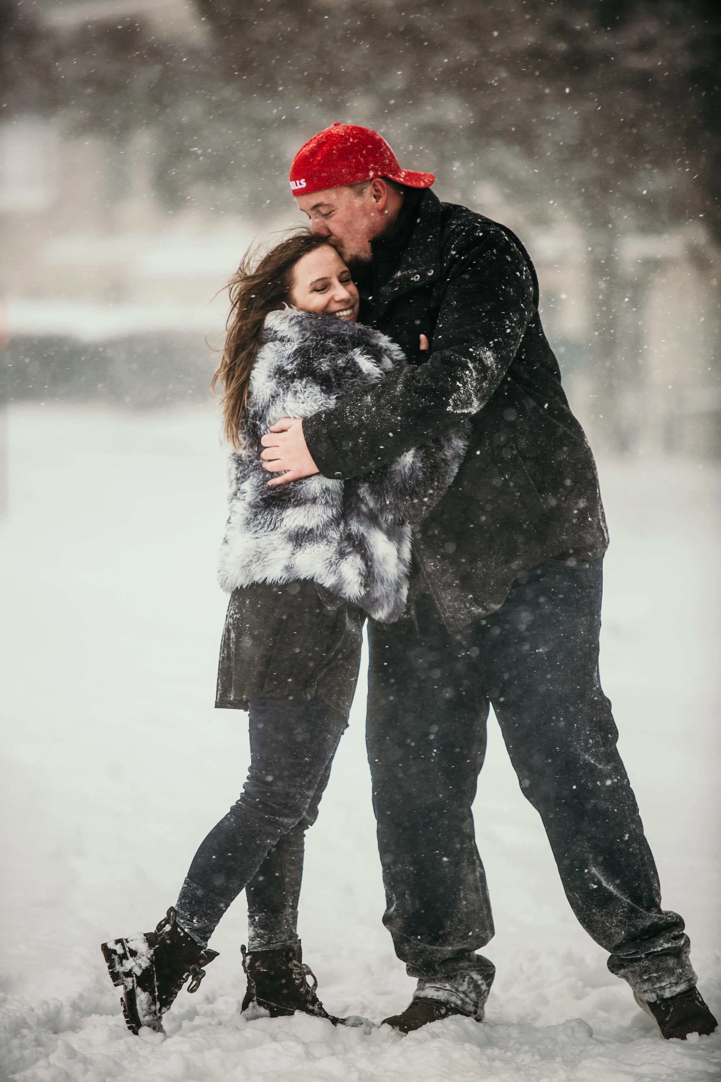Surprise Proposal at Delaware Park in a White Out - Buffalo, NY - Photographed by Ariel Hawkins Photography