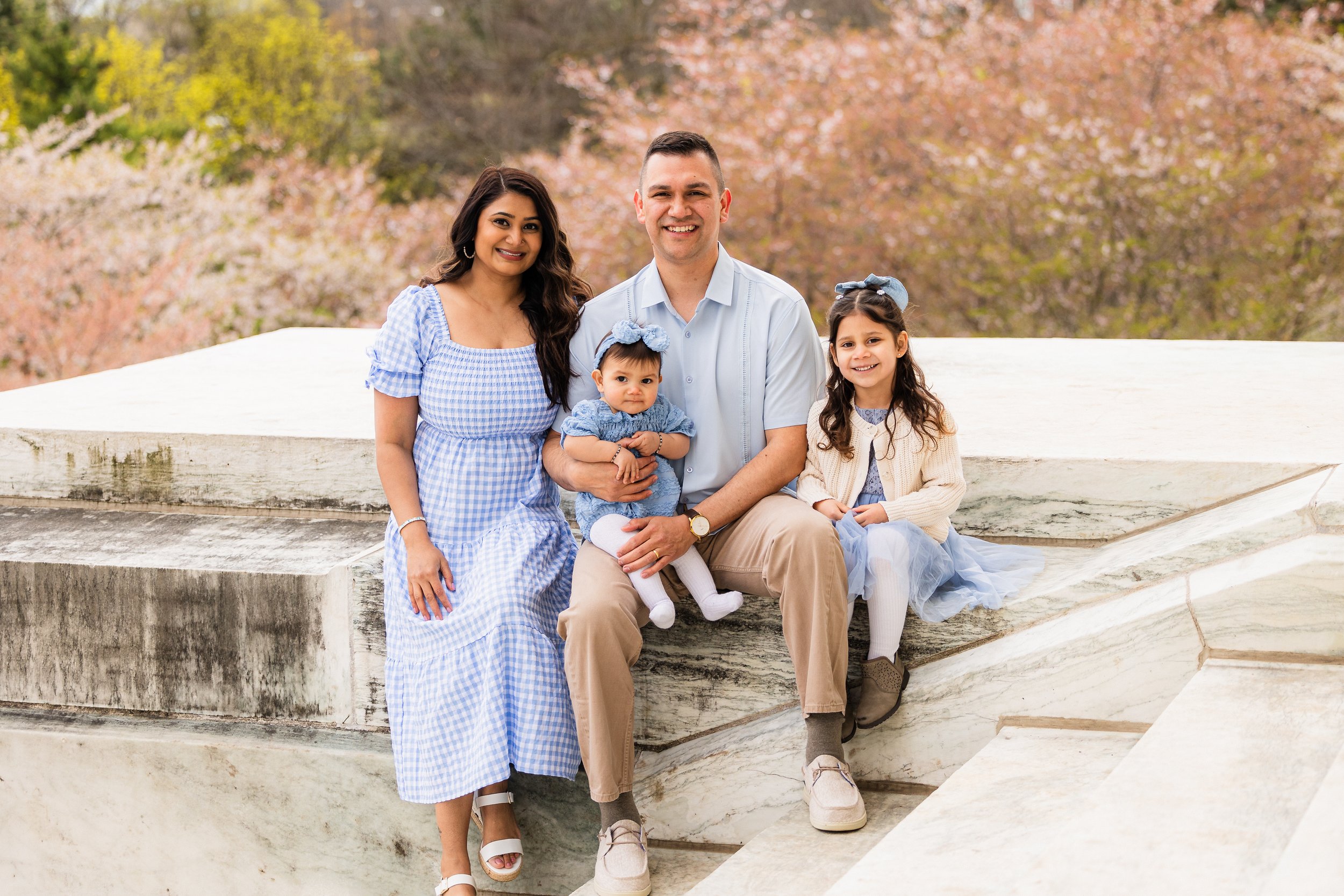Drashti and Brad's Family Session at the Cherry Blossoms behind the Buffalo History Museum - Buffalo, NY - Photographed by Ariel Hawkins Photography