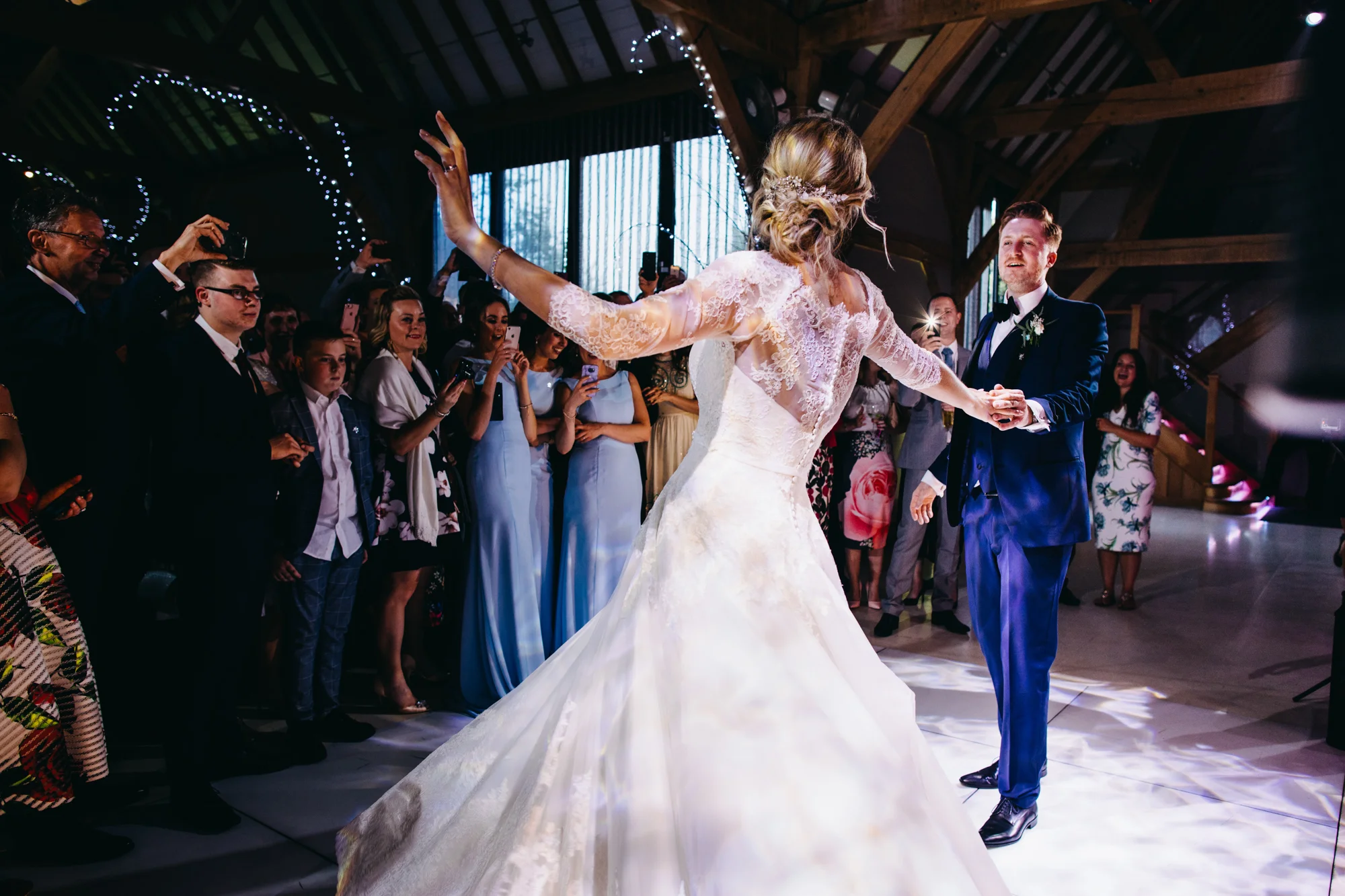 A professional photo of a couple's first dance on their wedding day