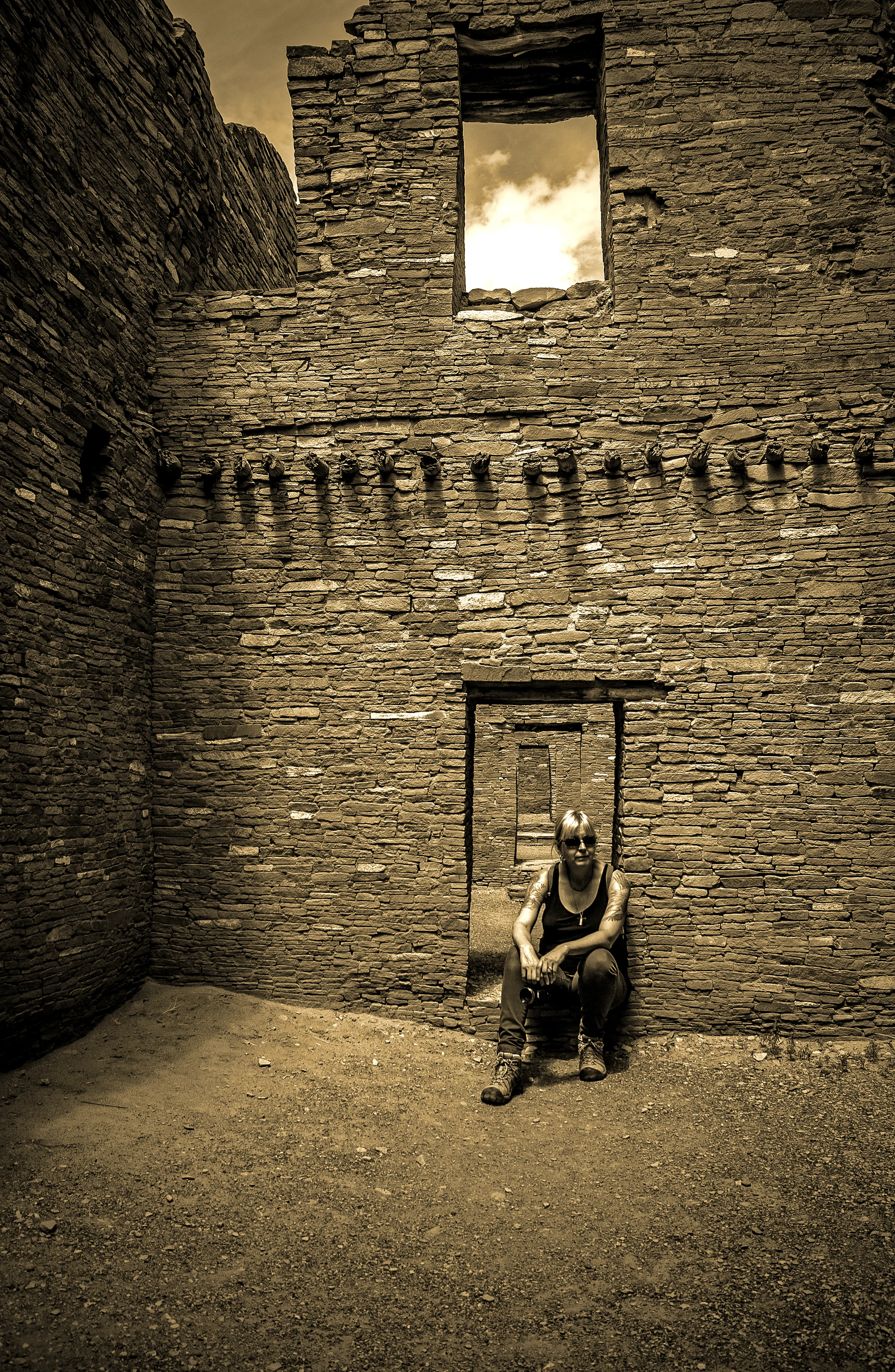 At Pueblo Bonito in Chaco Canyon, New Mexico, The patterns and textures of this place are a constant inspiration. Thanks to Max also for this amazing shot.