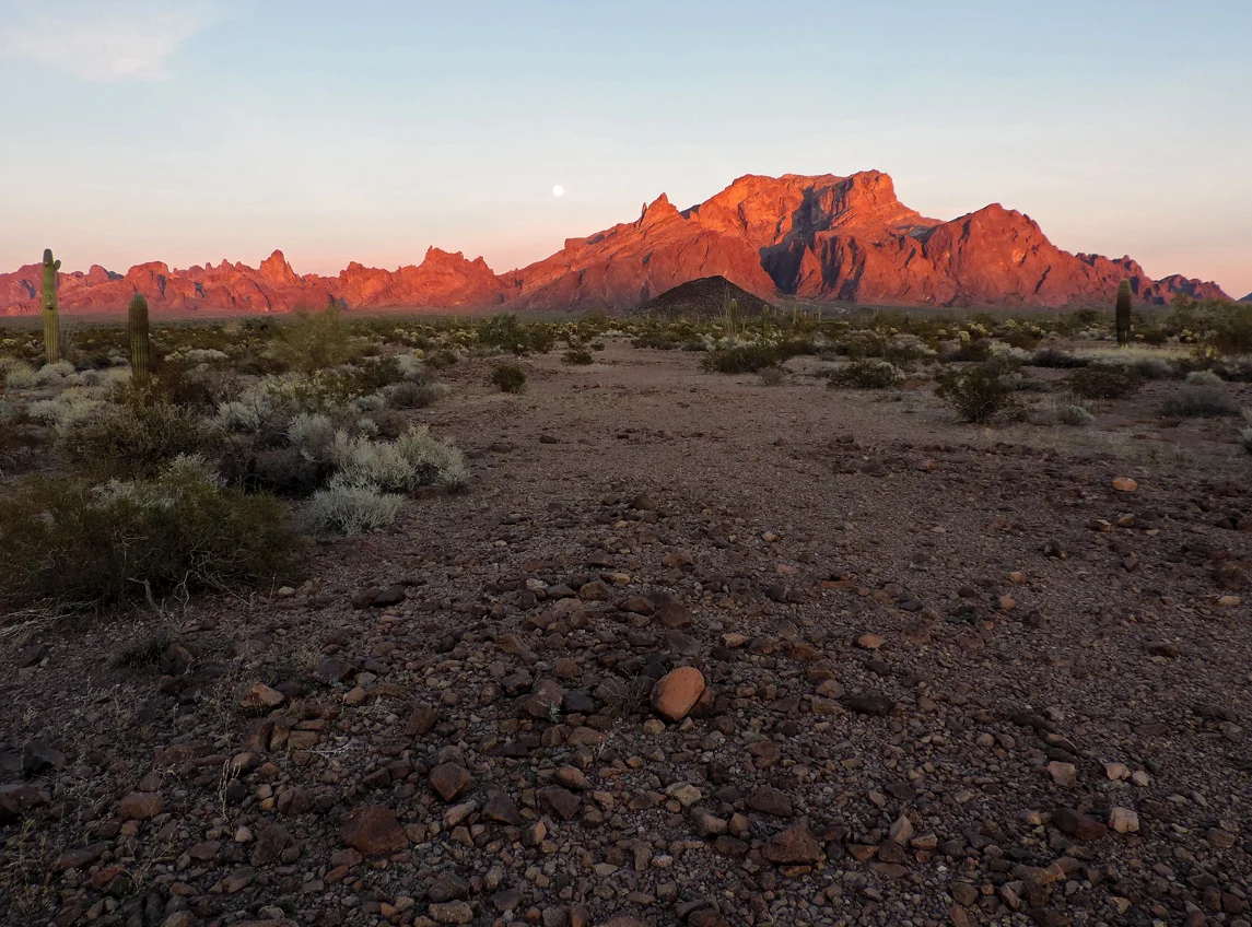 Kofa Mountains molten in the sunset, western Arizona.