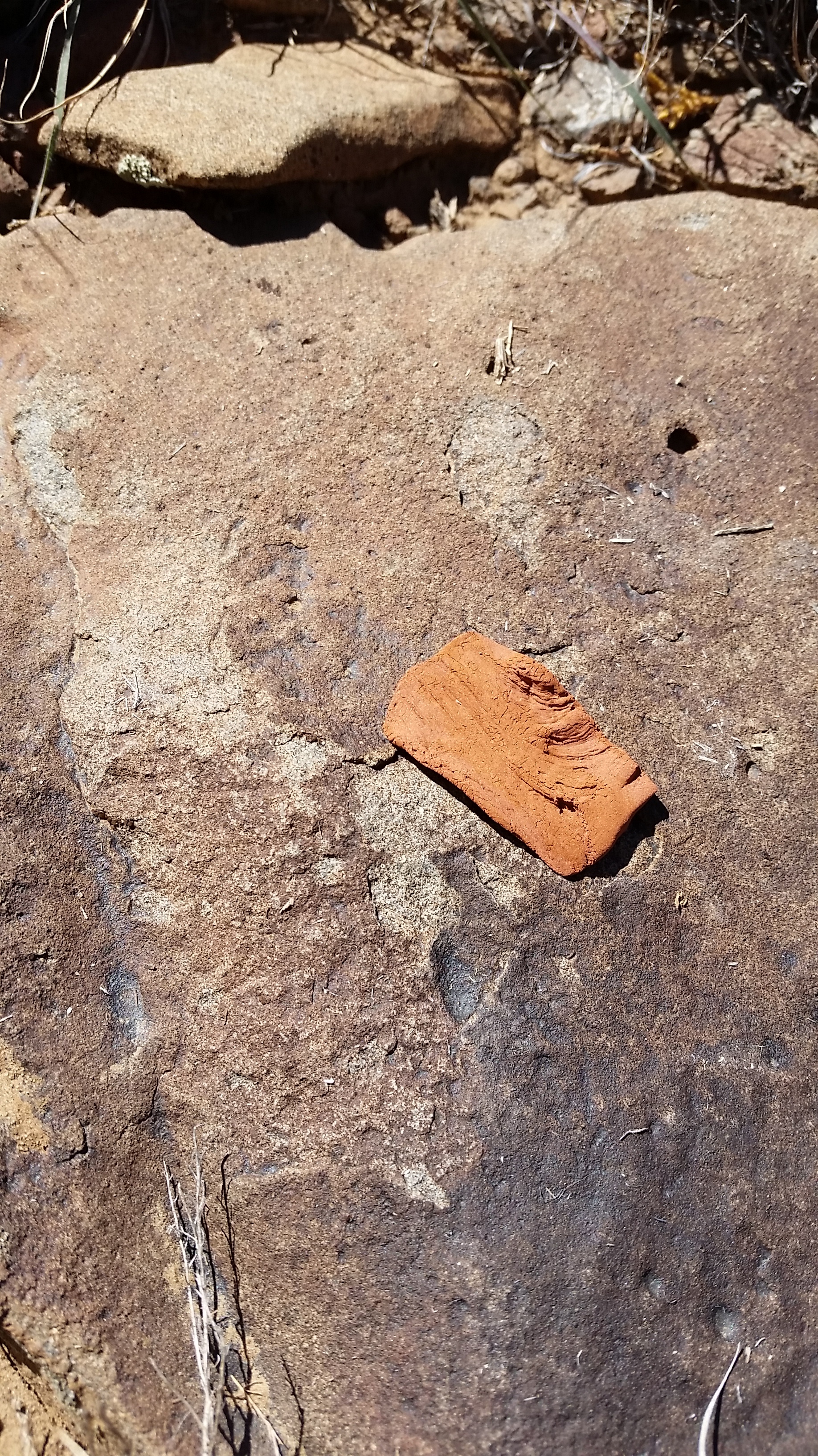  The first copper clay element from the juniper, drying on a boulder in the sun. 