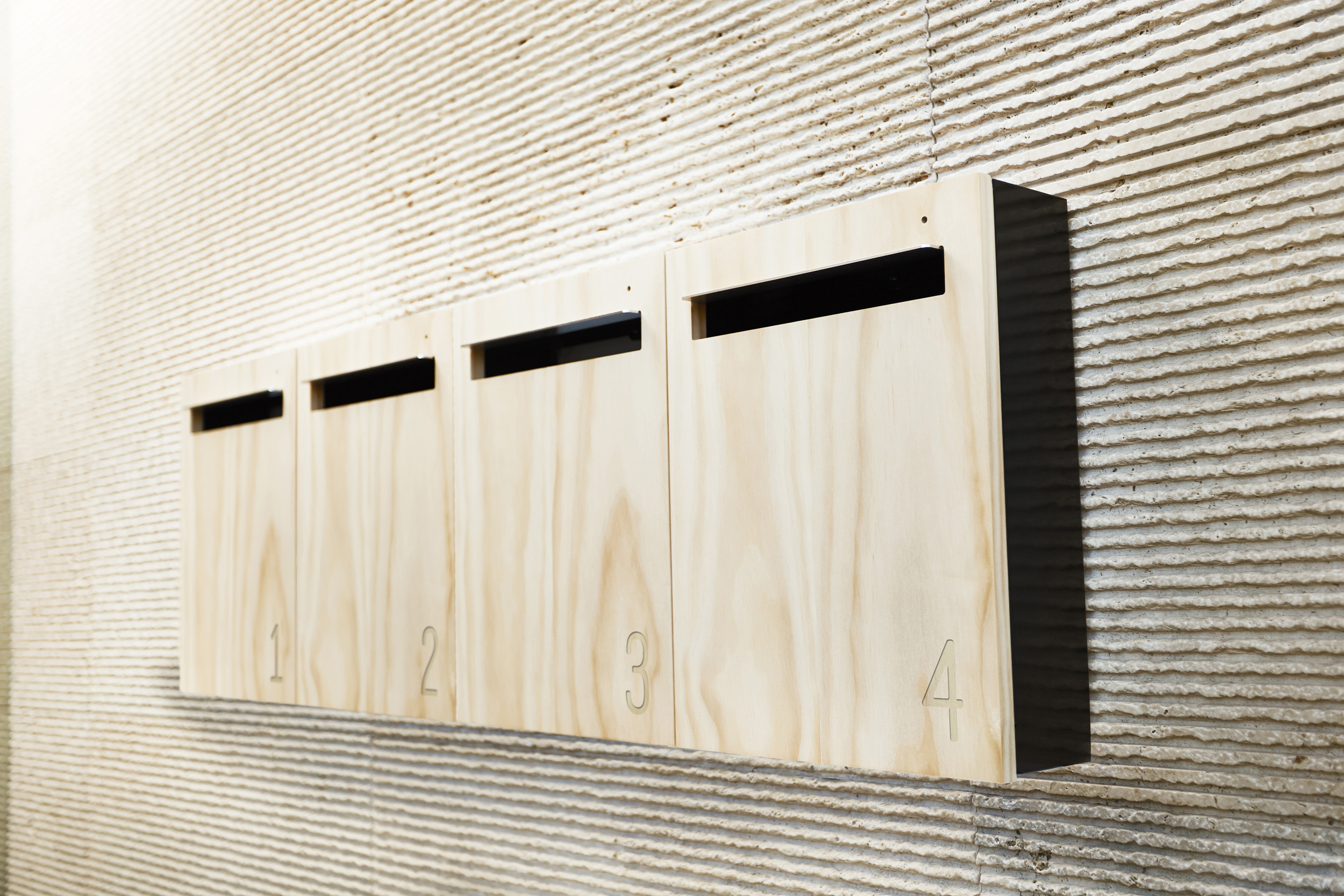 Multiple Wall Mounted Letter Boxes With Numbers