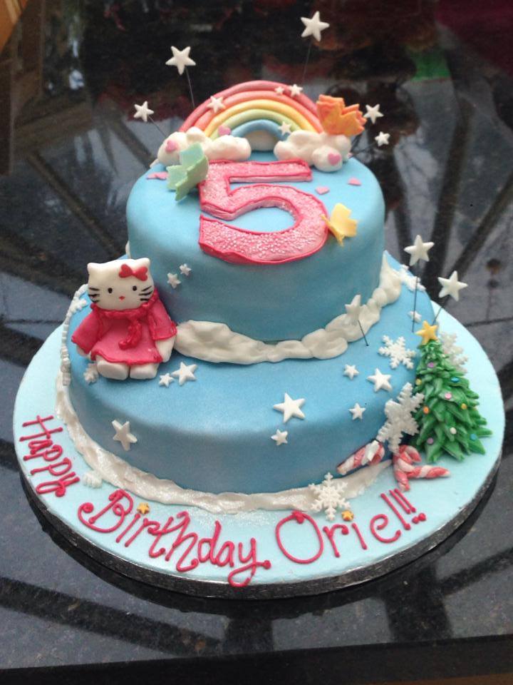 "Hello Kitty" inspired Christmas themed cake