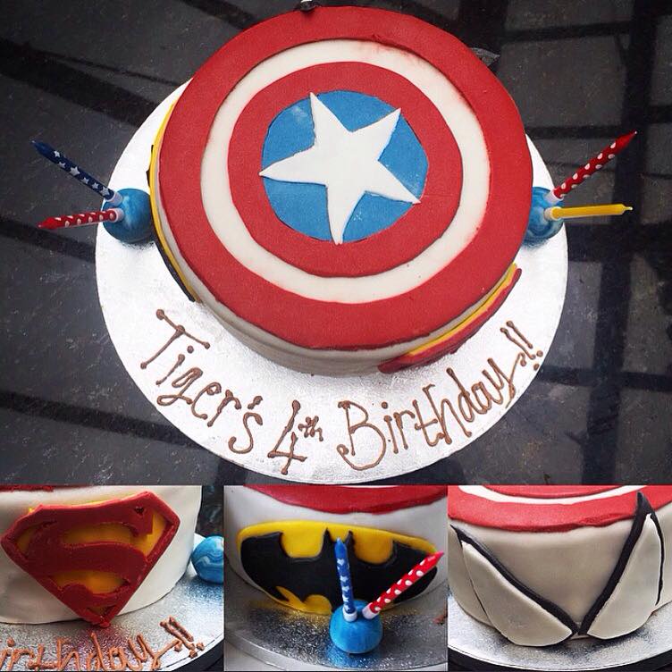 "Marvel" themed cake