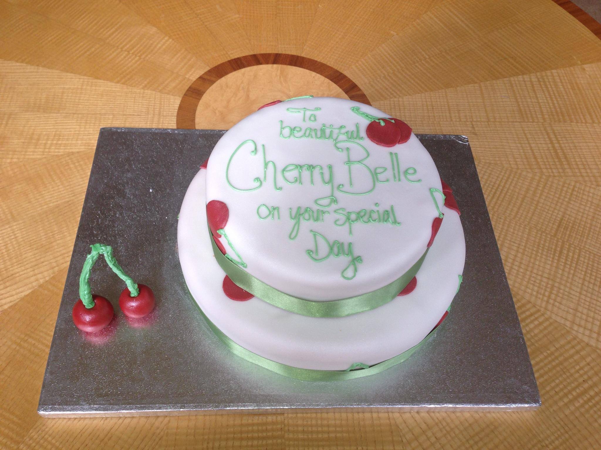 Cherry Themed Christening Cake.