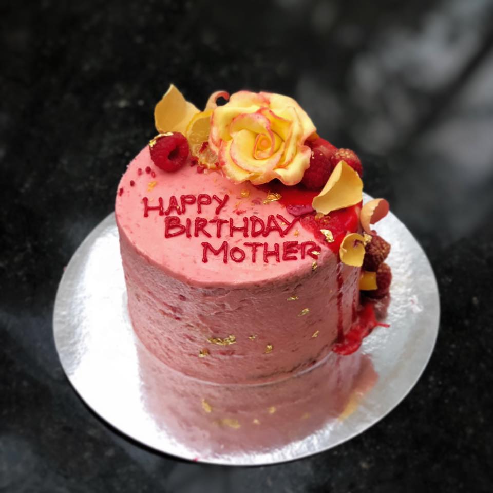 lemon &amp; raspberry sugar flower drip cake